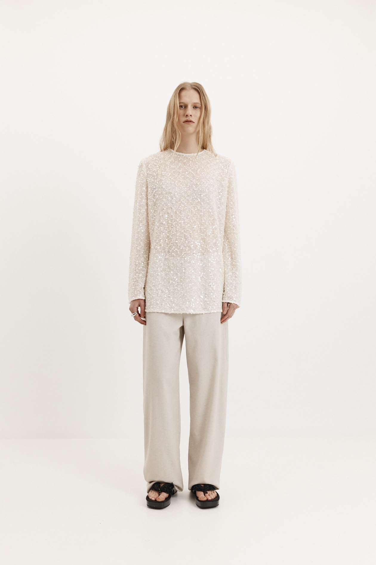 Harris Tapper Eva Top // Cream Sequin Knit
