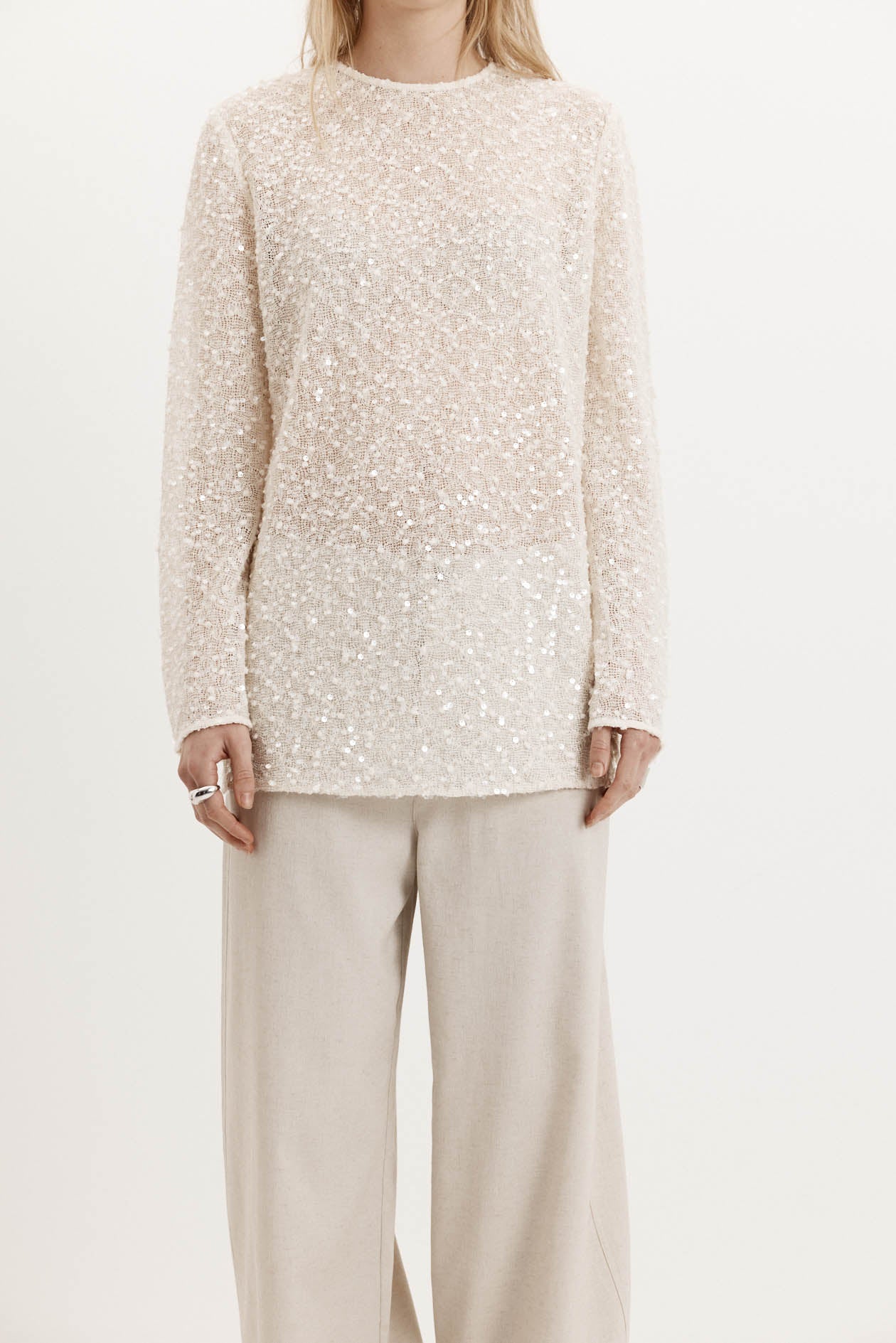 Harris Tapper Eva Top // Cream Sequin Knit