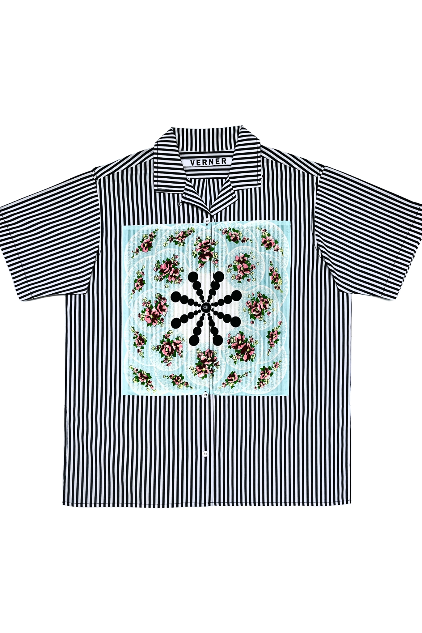 Verner Handkerchief Shirt // Black w Spiral Motif