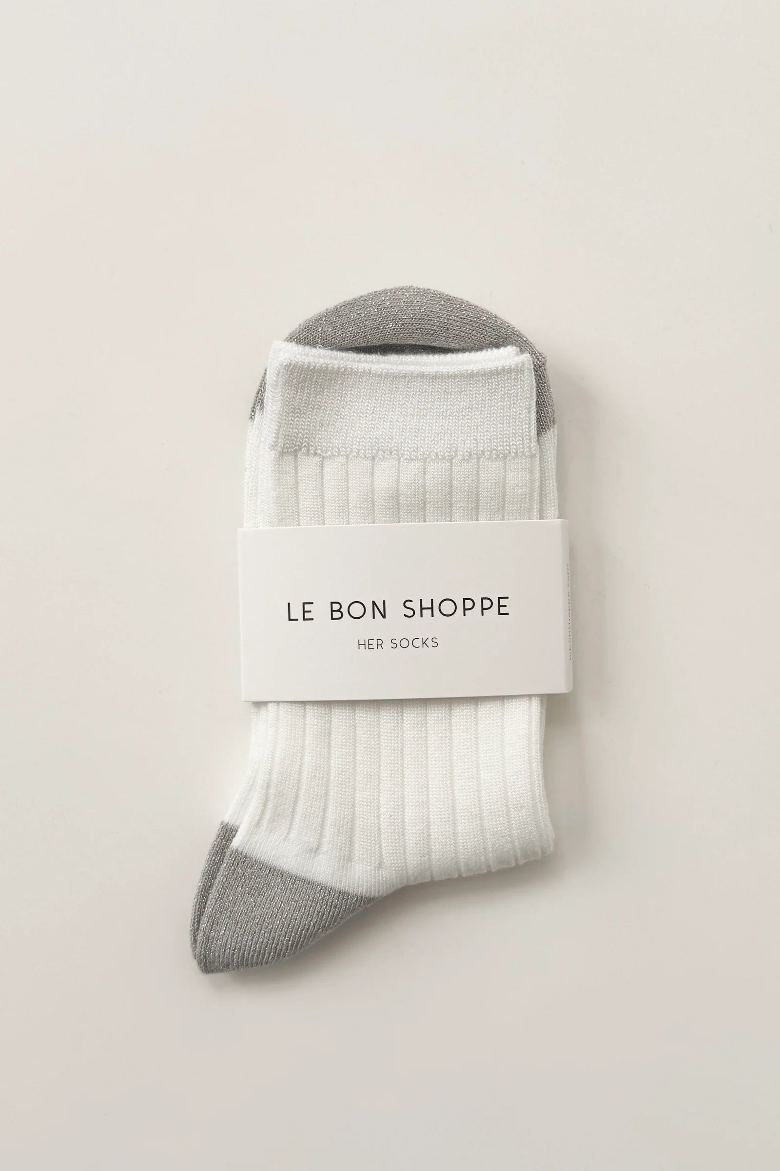 Le Bon Shoppe Her Glow Socks // White, Silver