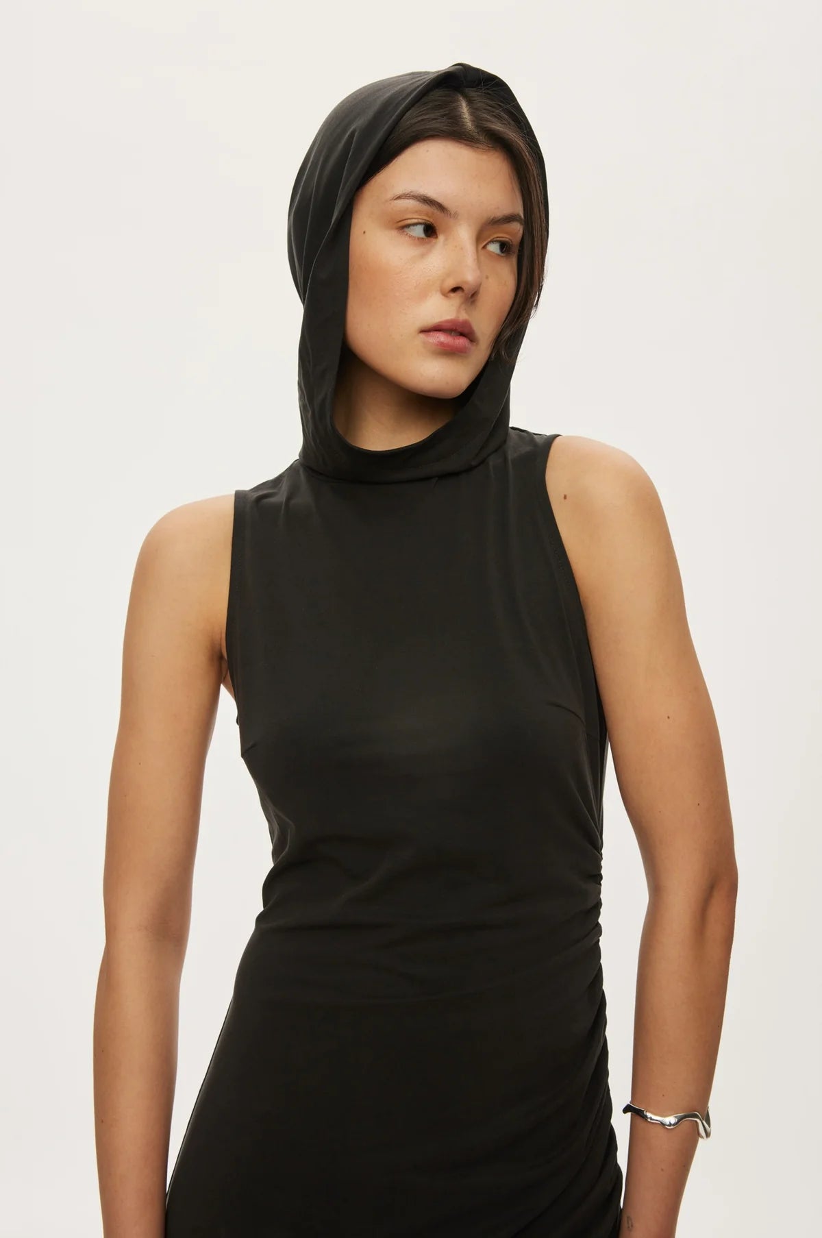 Oval Square Hope Hood Dress // Black Stone