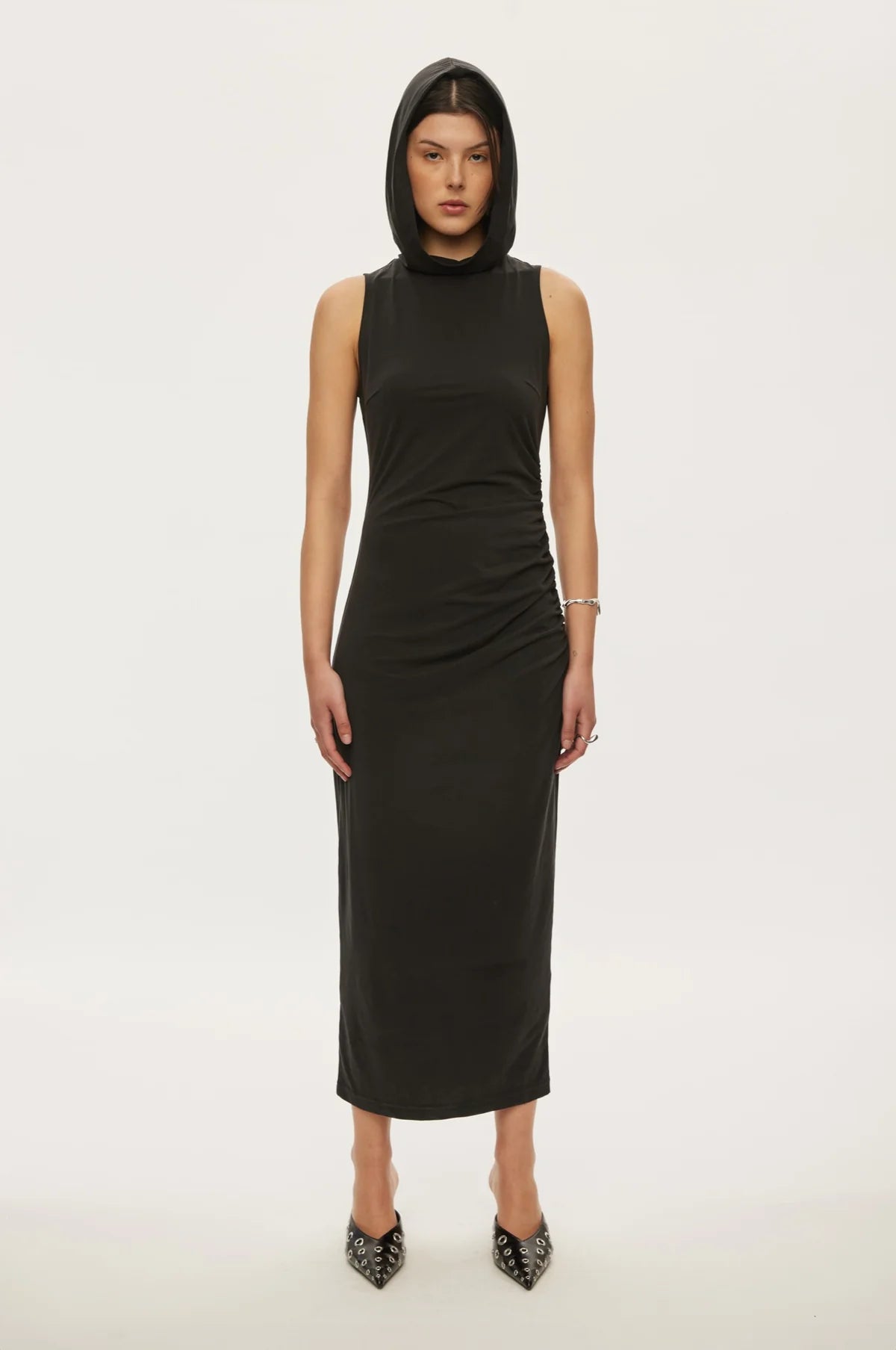Oval Square Hope Hood Dress // Black Stone