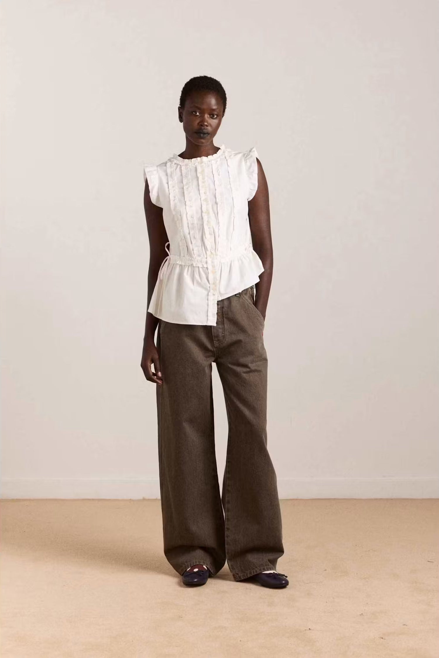 Damson Madder Leighton Ruffle Blouse // White