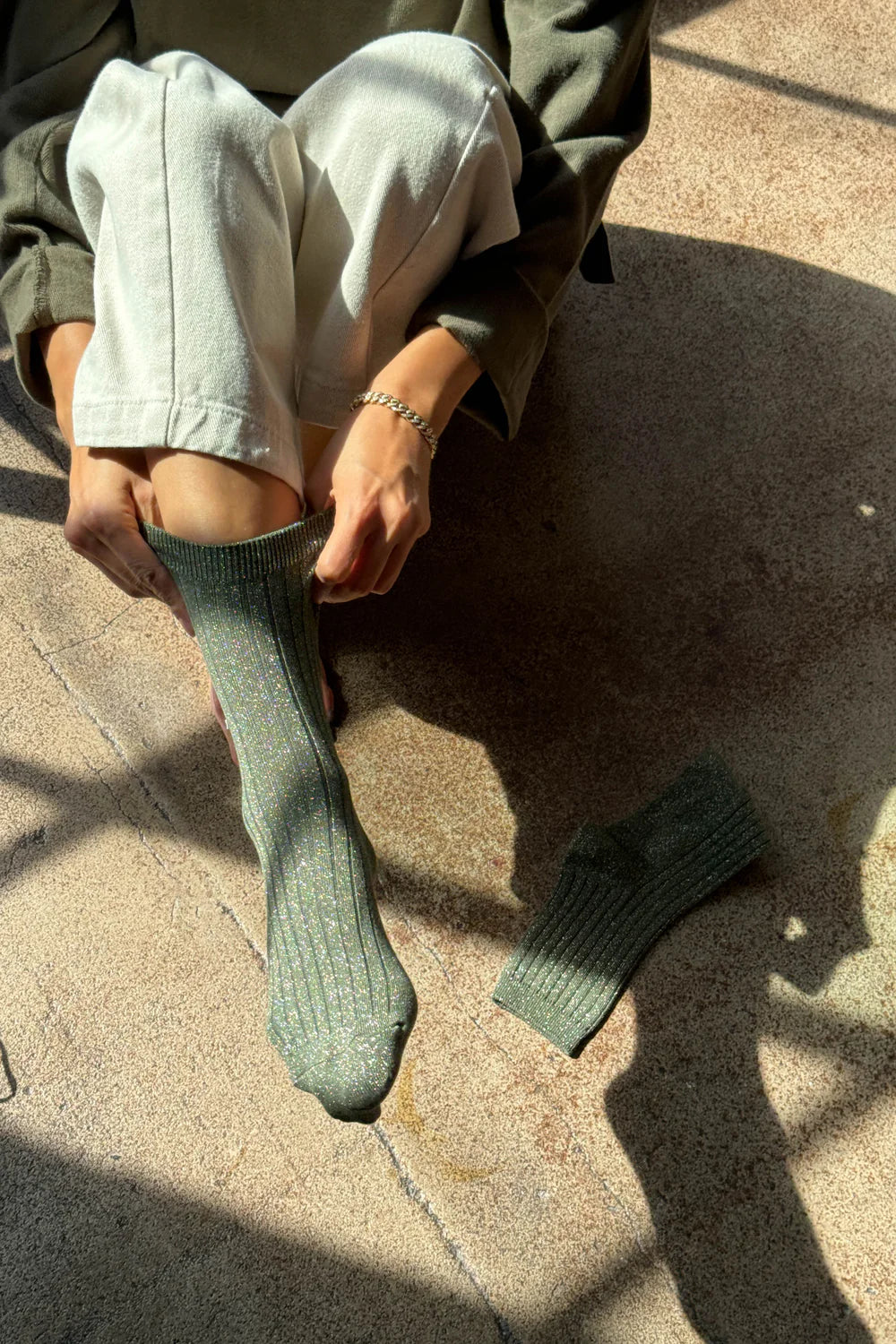 Le Bon Shoppe Her Socks Modal Lurex // Pine Glitter