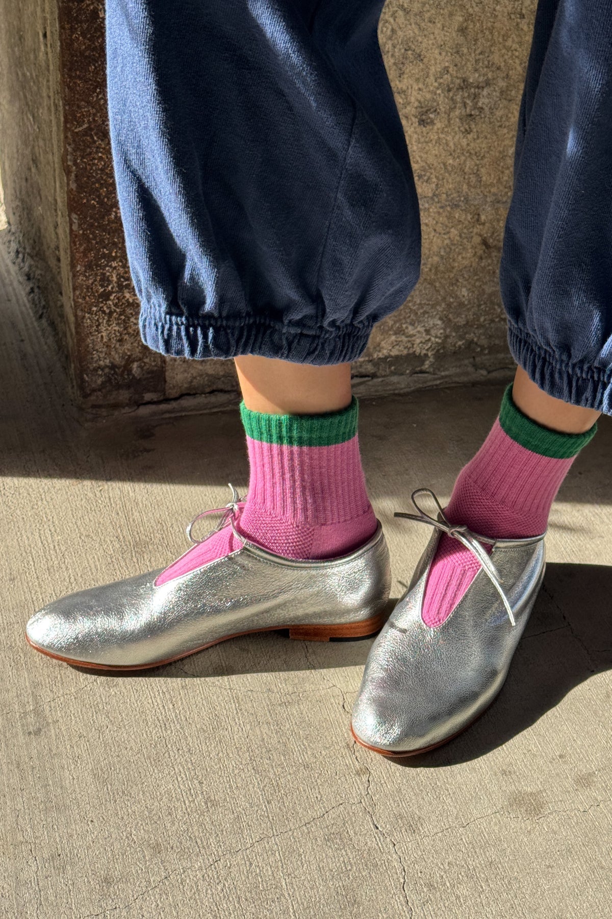 Le Bon Shoppe Girlfriend Socks // Rose, Green