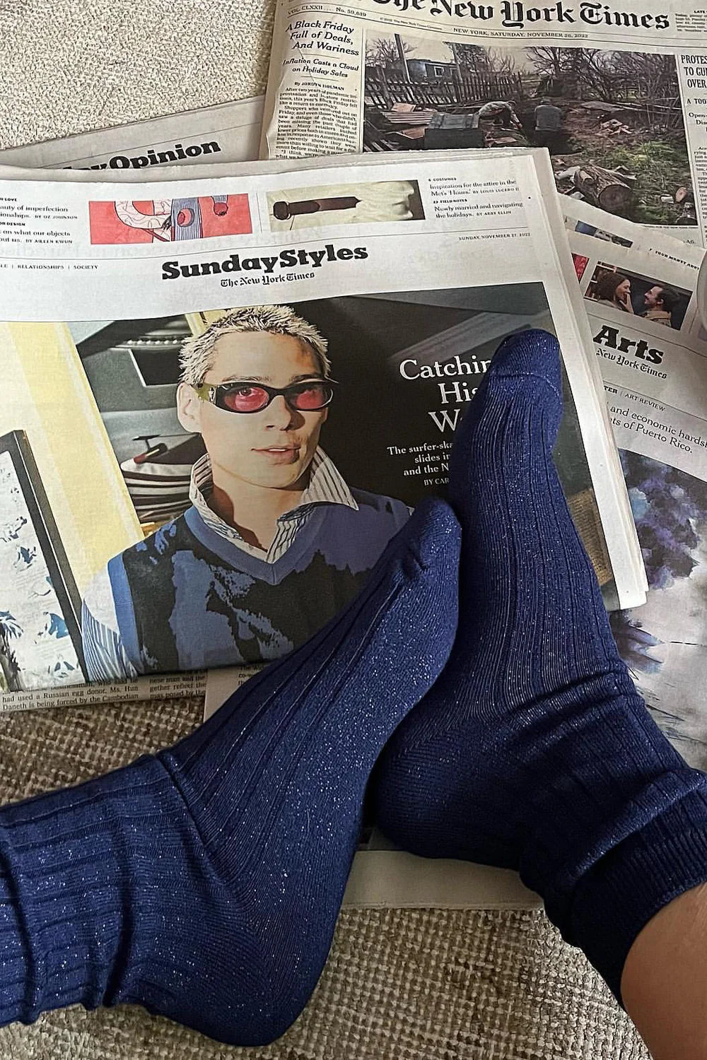 Le Bon Shoppe Her Socks Modal Lurex // Sapphire Glitter