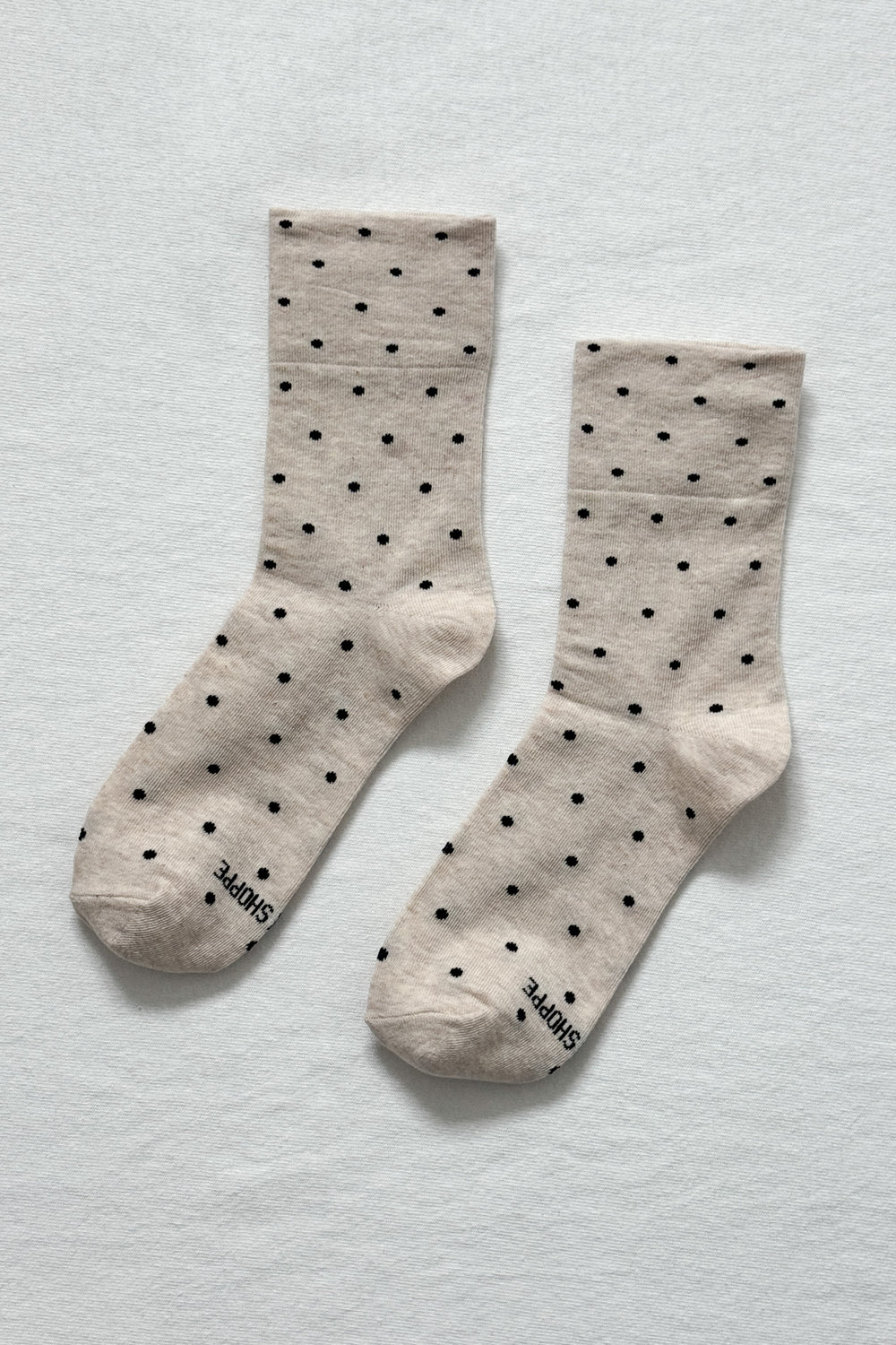 Le Bon Shoppe Sneaker Socks Polka Dot // Oatmeal Black