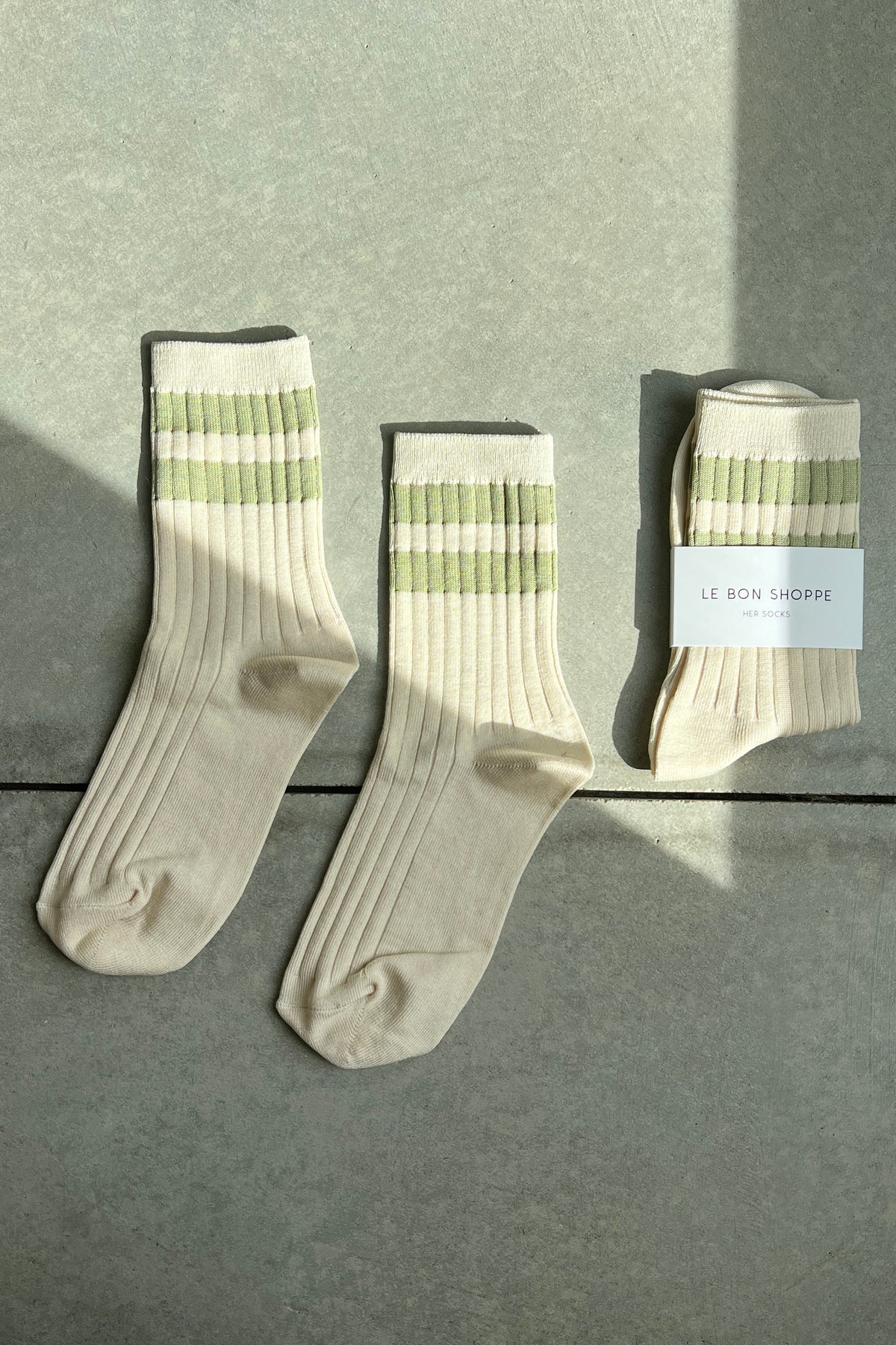 Le Bon Shoppe Her Varsity Socks // Guacamole