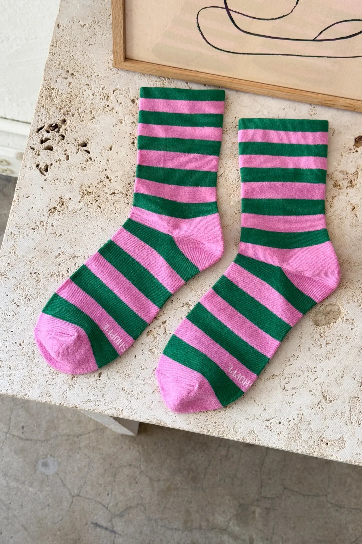 Le Bon Shoppe Wally Socks // Wide Pink Stripe