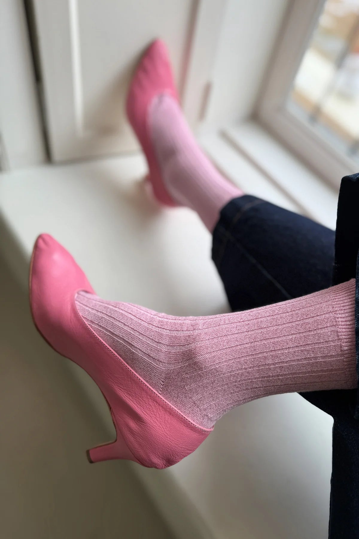Le Bon Shoppe Her Socks Modal Lurex // Sparkling  Rose