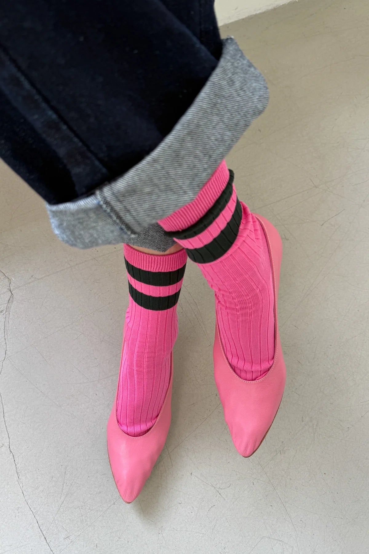 Le Bon Shoppe Her Varsity Socks // Pink & Green