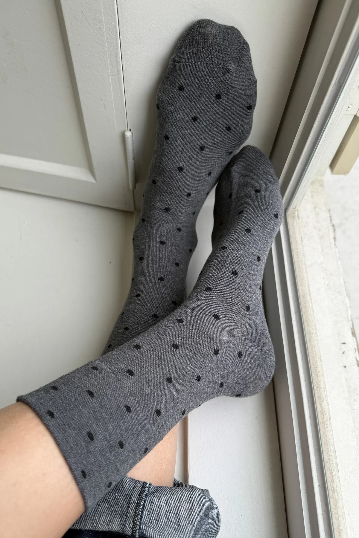 Le Bon Shoppe Sneaker Socks Polka Dot //Charcoal, Black
