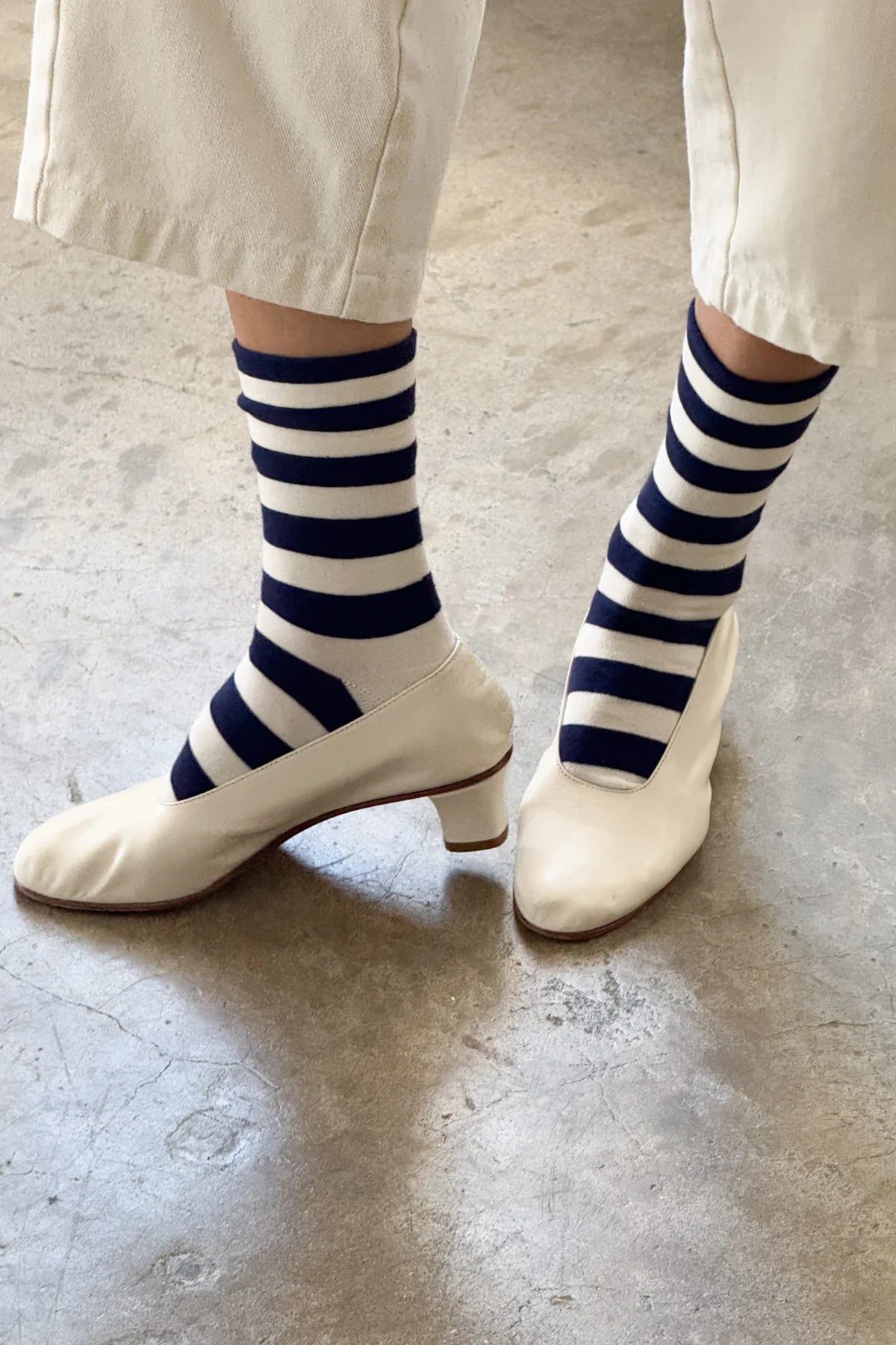 Le Bon Shoppe Wally Socks // Wide Navy Stripe