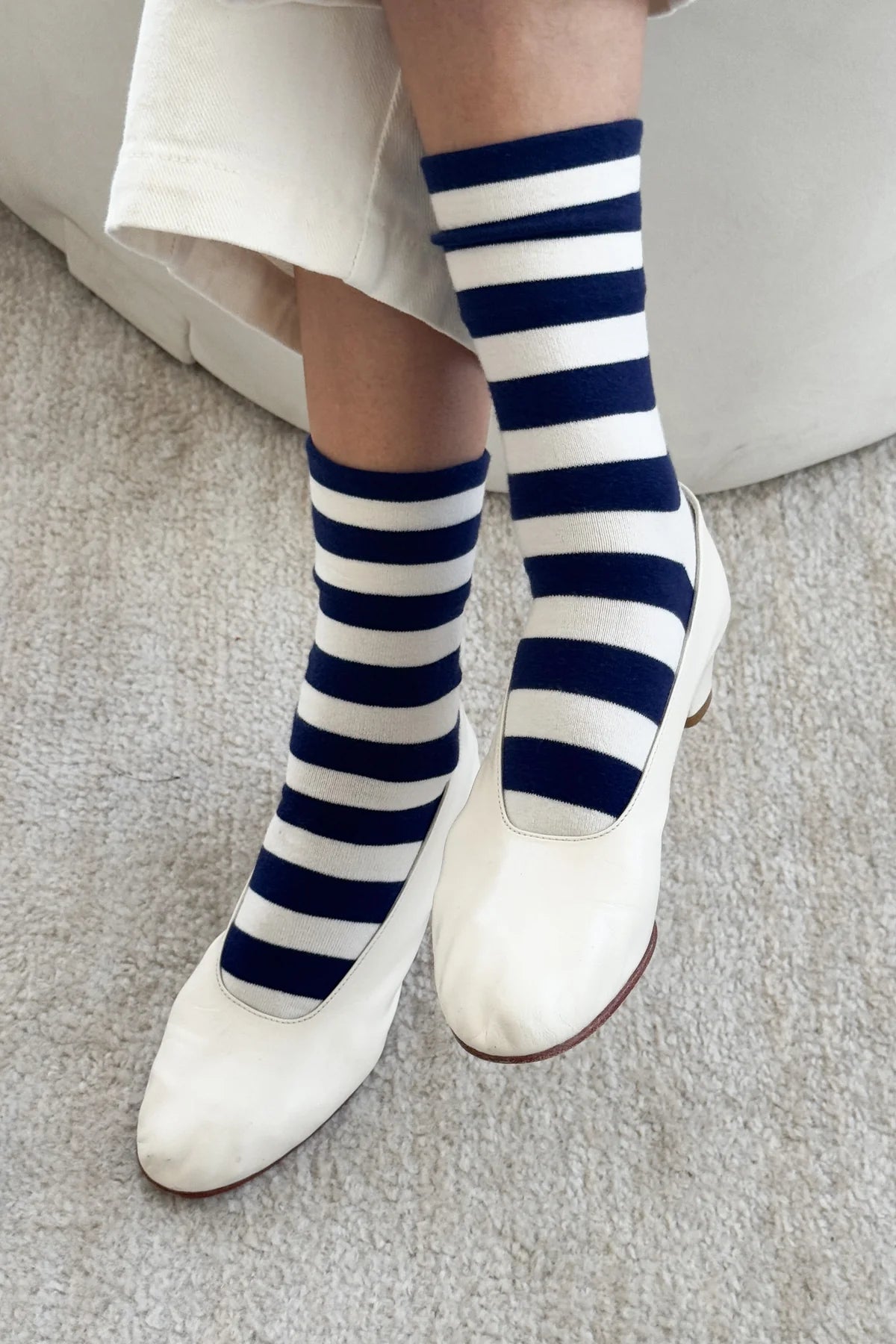 Le Bon Shoppe Wally Socks // Wide Navy Stripe