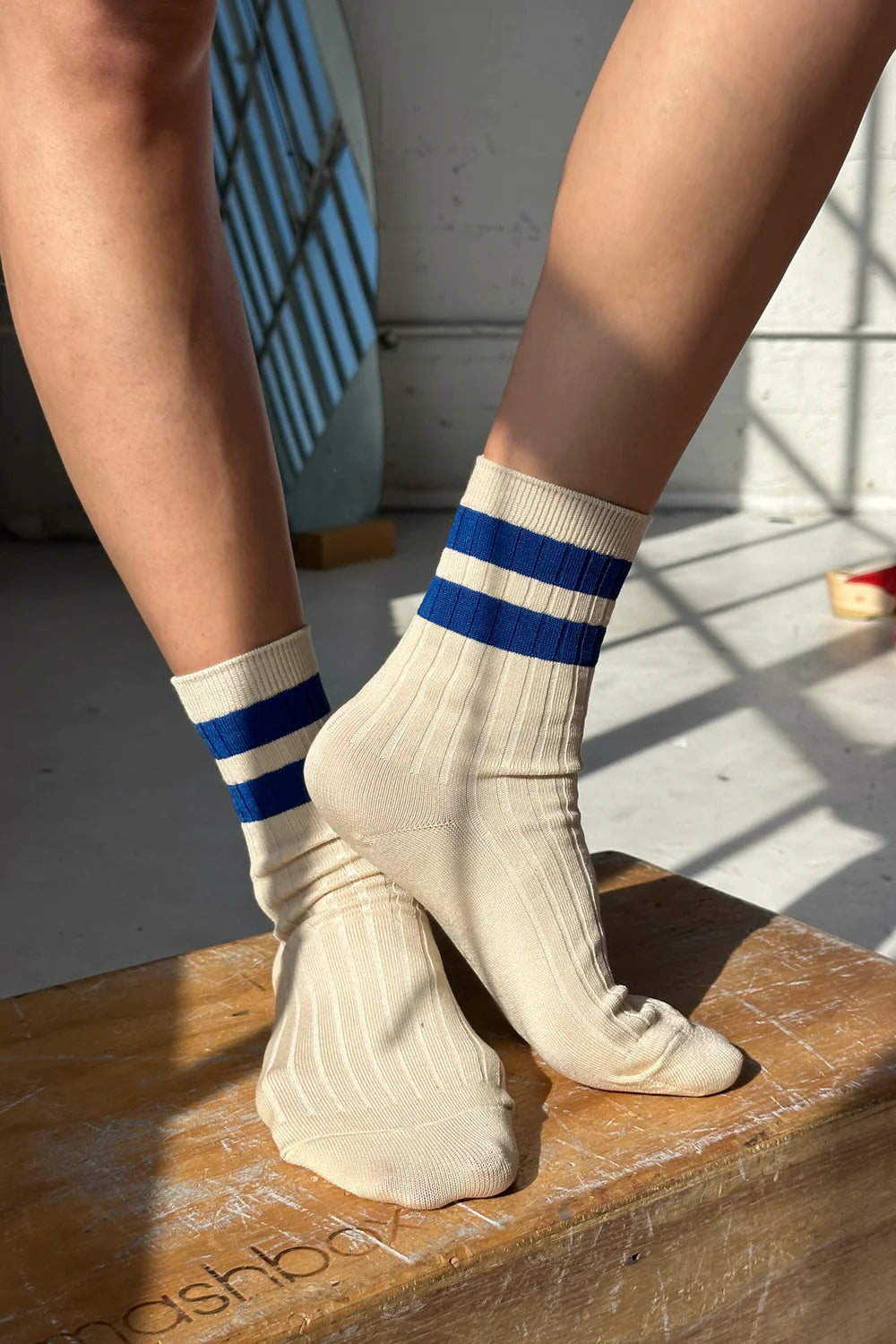 Le Bon Shoppe Her Varsity Socks // Azure