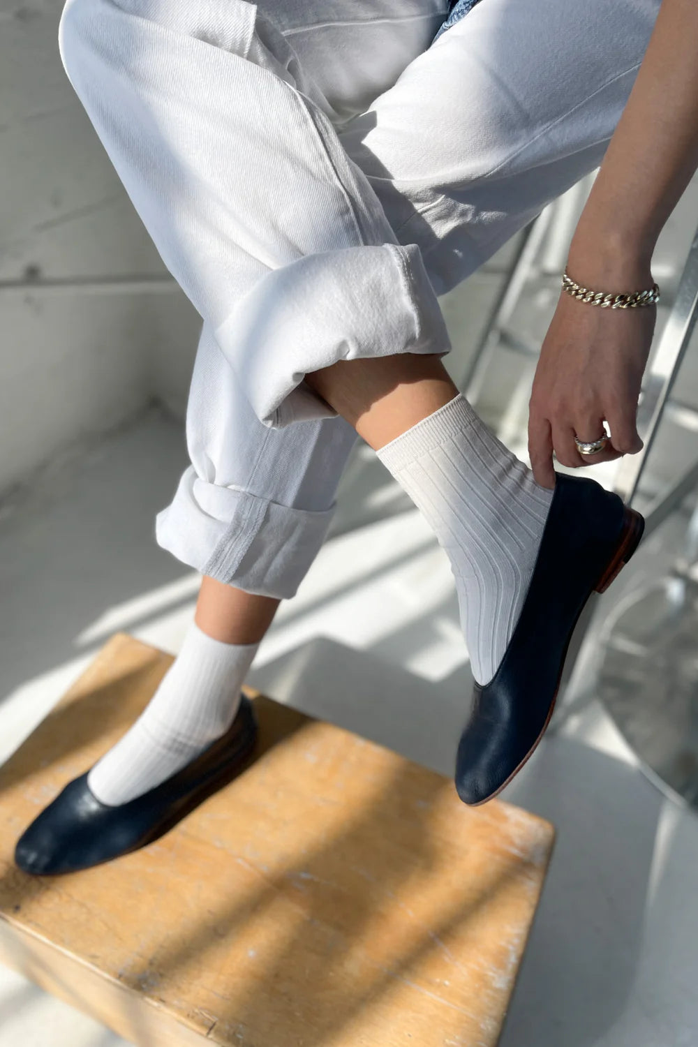 Le Bon Shoppe Her Socks MC Cotton // Classic White