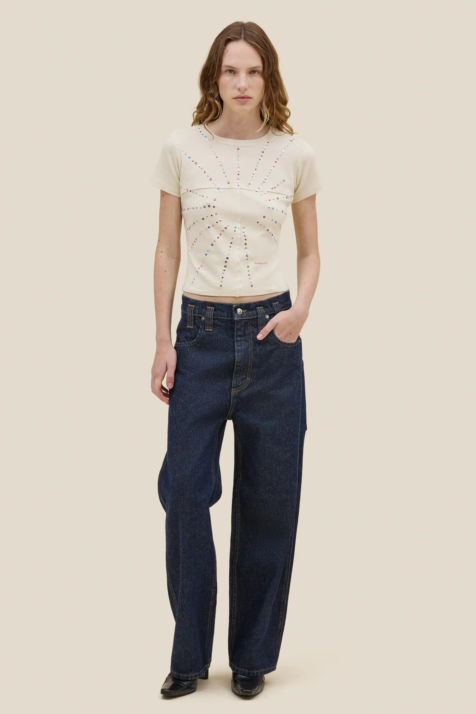 Eckhaus Latta Lapped Baby Tee // Sunburst