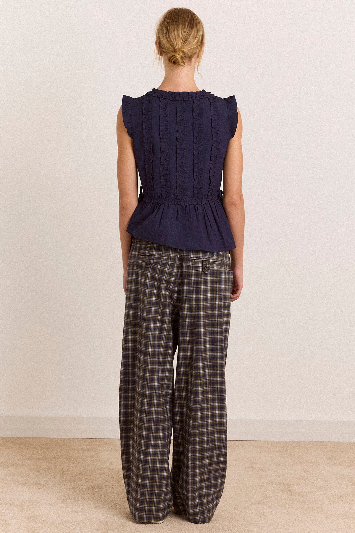 Damson Madder Leighton Ruffle Blouse // Navy