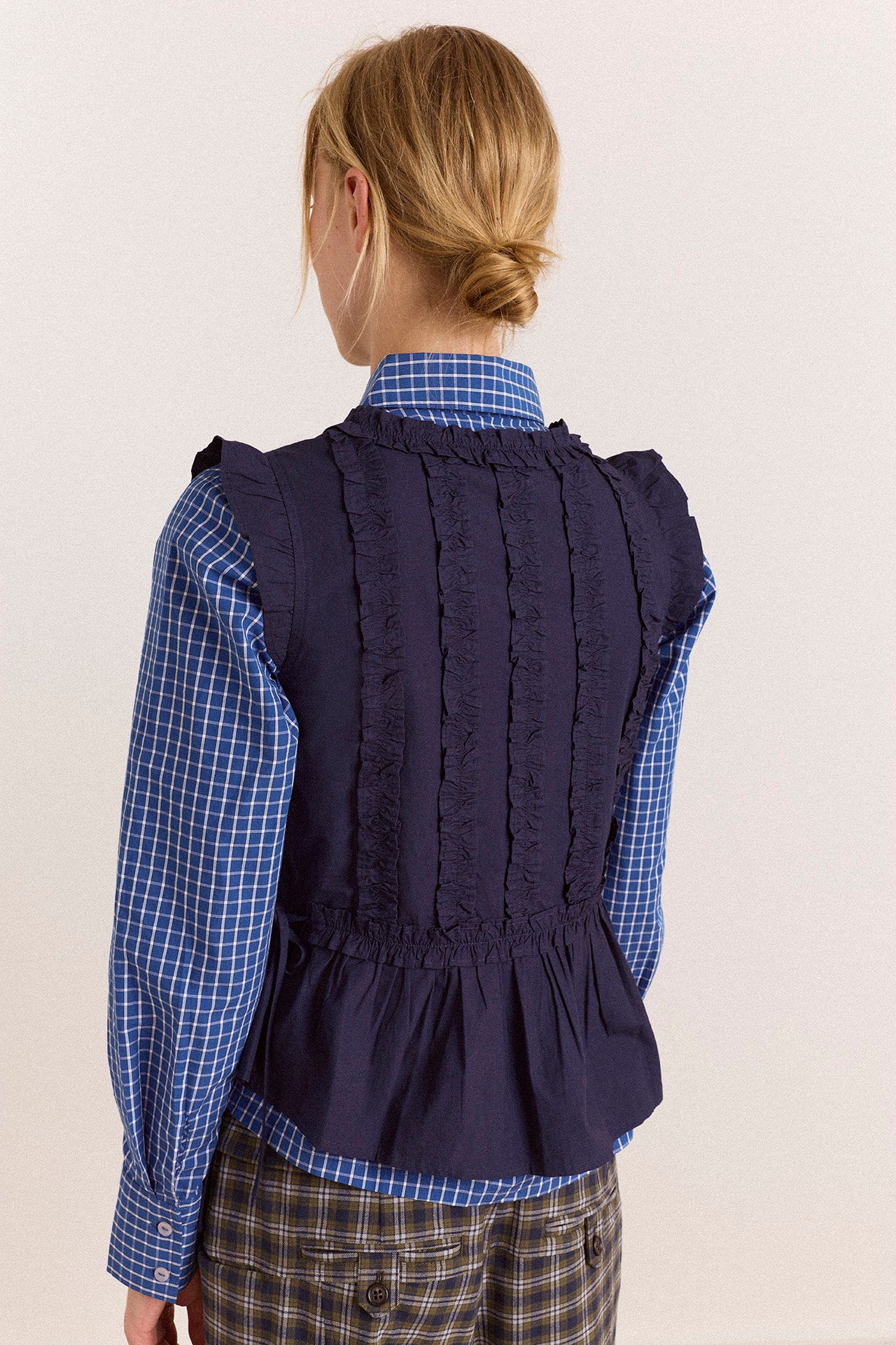 Damson Madder Leighton Ruffle Blouse // Navy