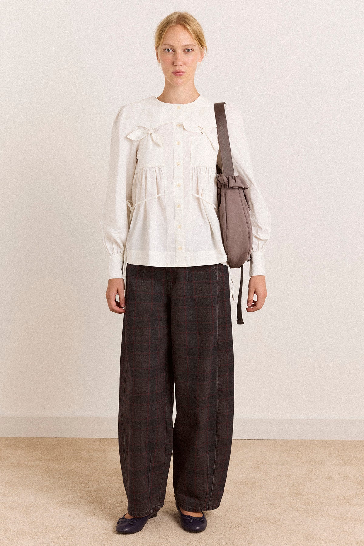 Damson Madder Lettie Bow Blouse // White