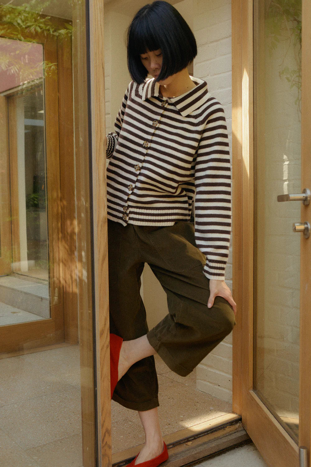 L.F. Markey Lytton Cardigan // Espresso Stripe