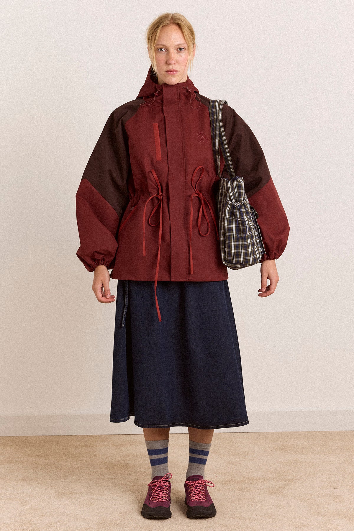 Damson Madder Liu Shower Proof Raincoat // Burgundy