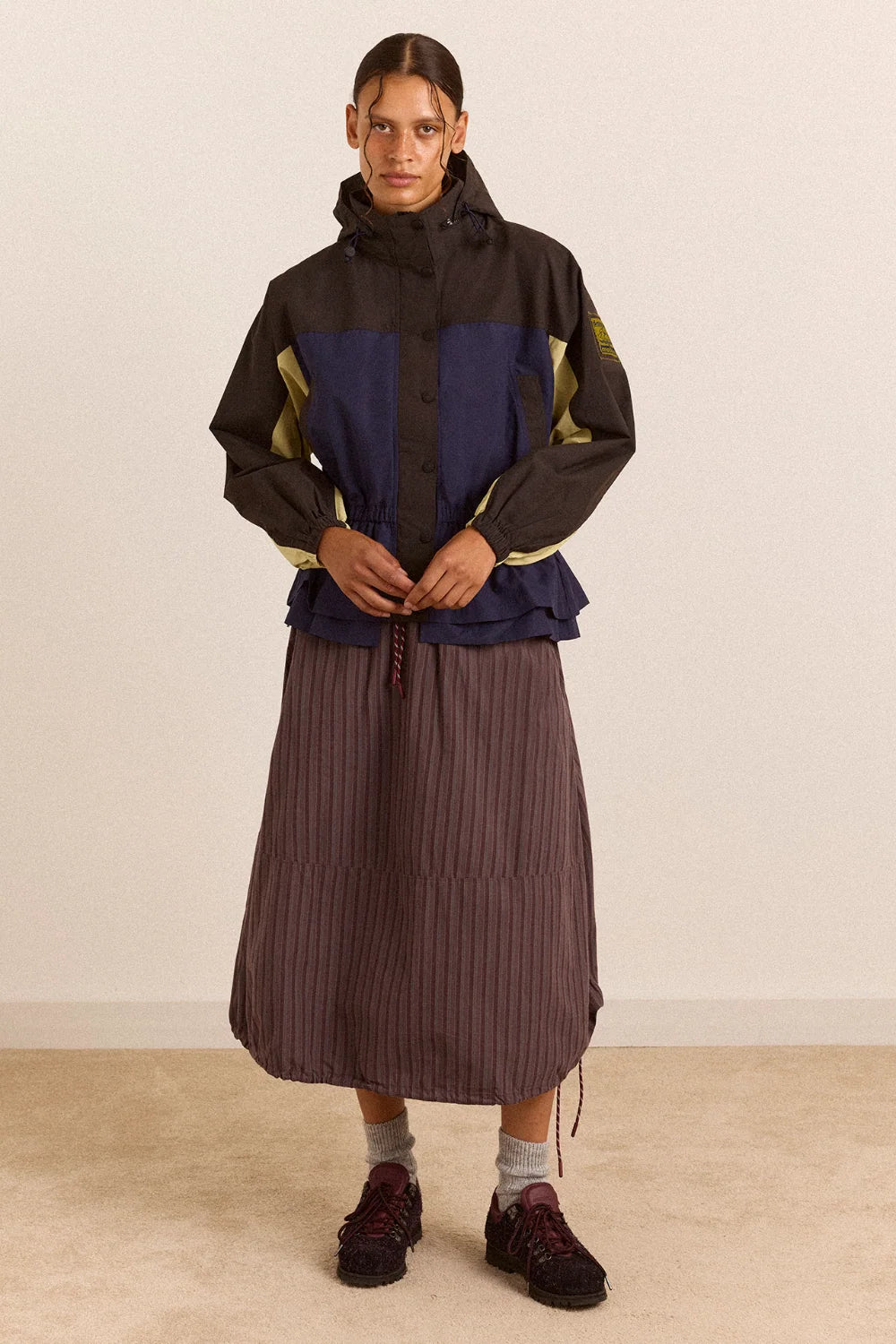 Damson Madder Athena Raincoat // Navy Sage Check