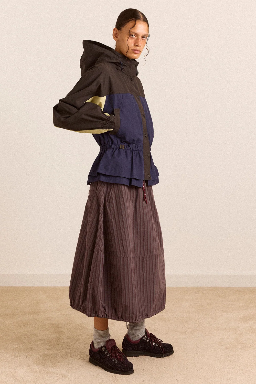 Damson Madder Athena Raincoat // Navy Sage Check