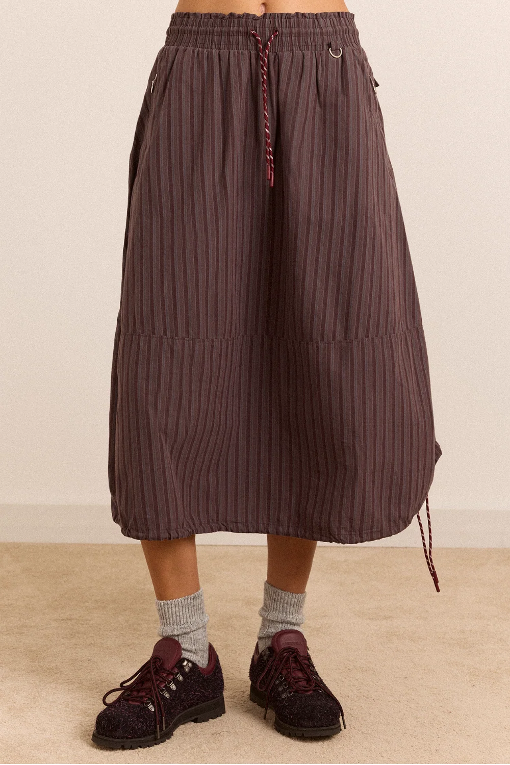 Damson Madder Lainey Midi Skirt // Merlot Stripe