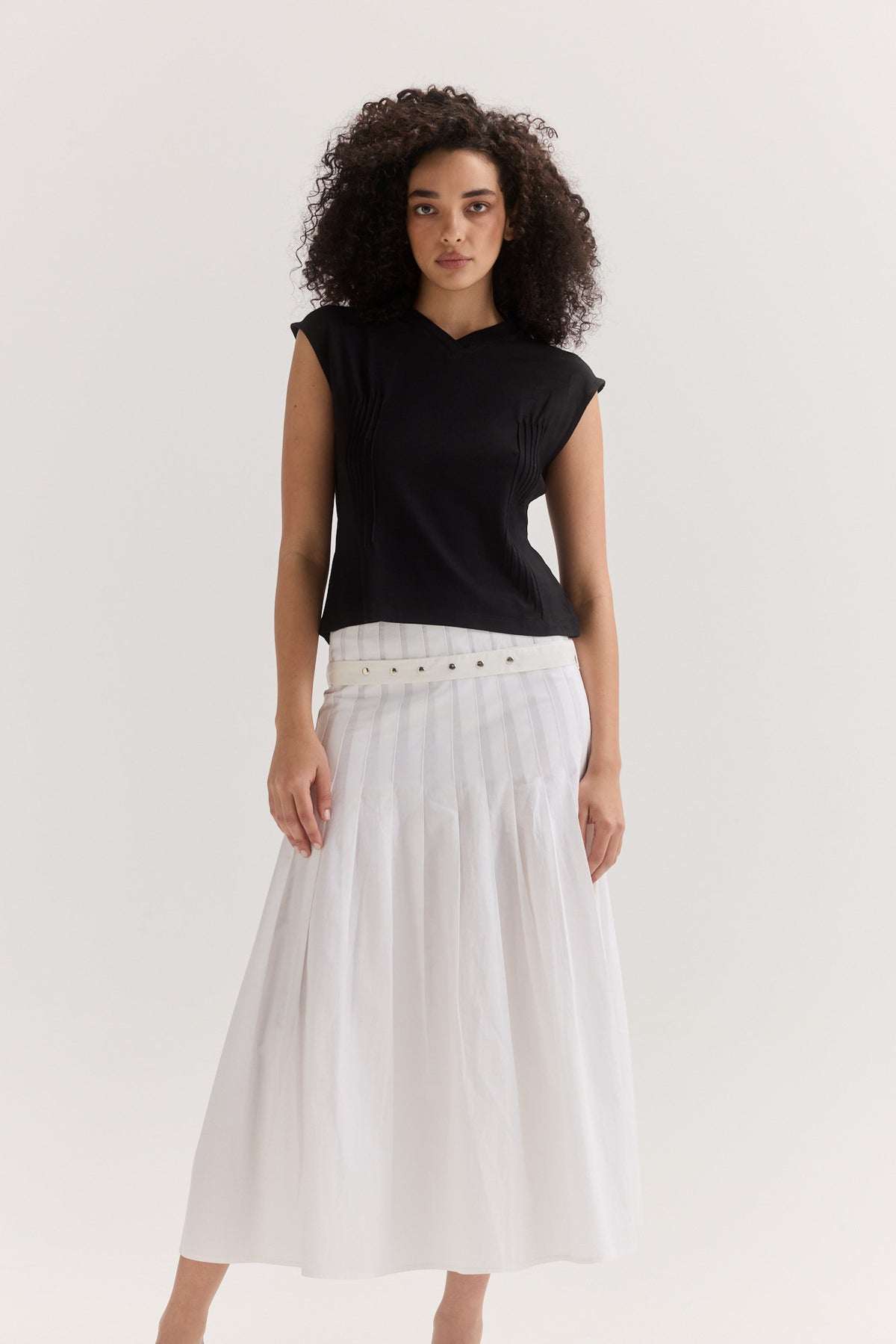 Muse Clio Pintuck Tee // Black