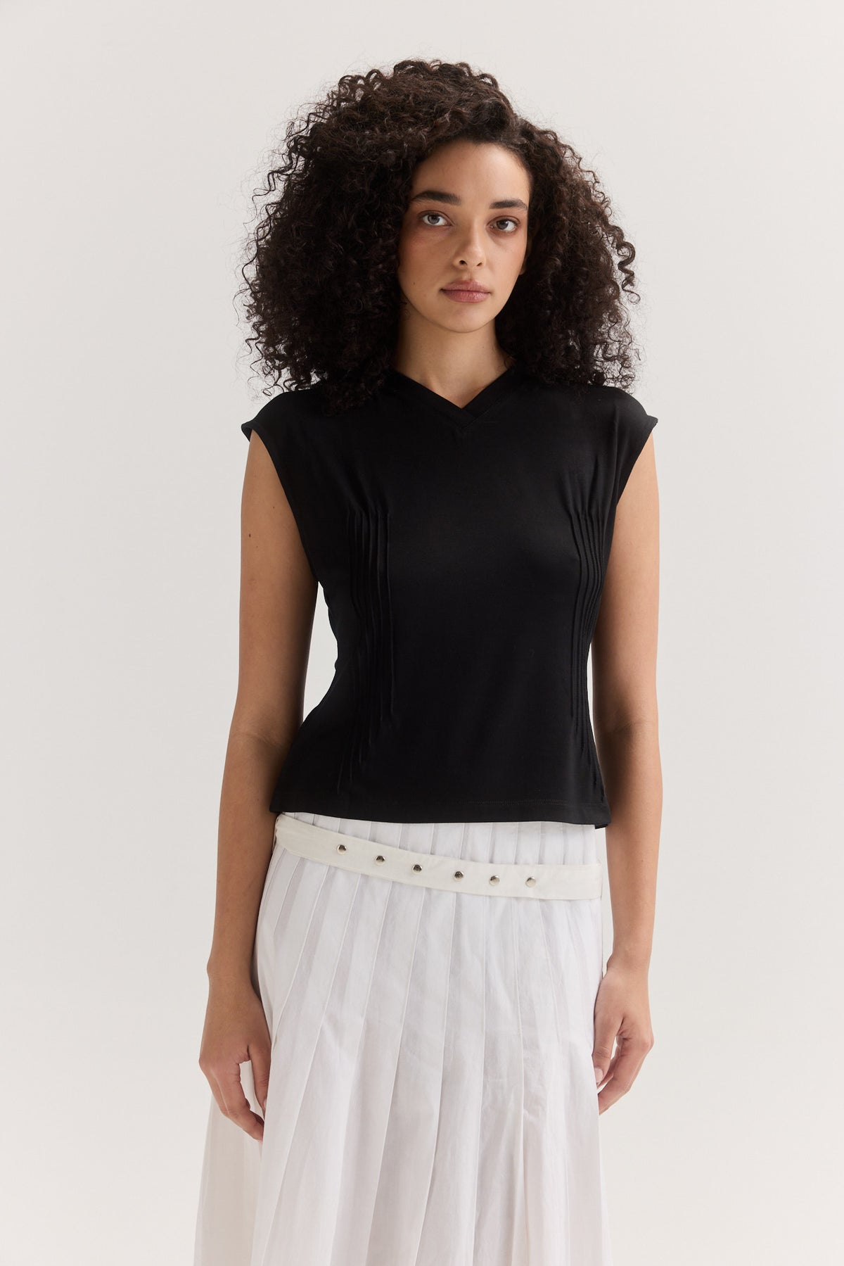 Muse Clio Pintuck Tee // Black