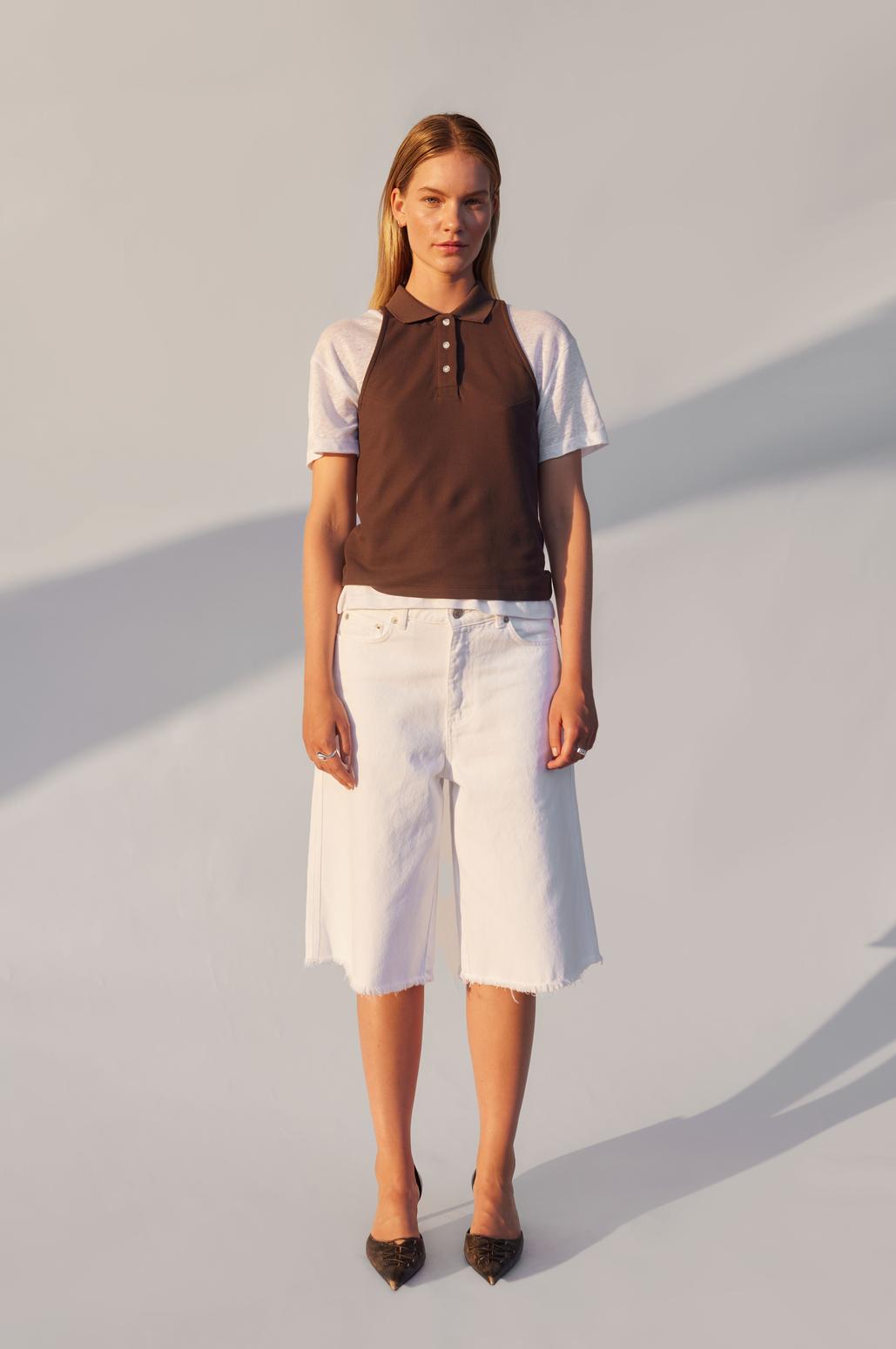 Oval Square Sunny Polo Top // Dark Oak