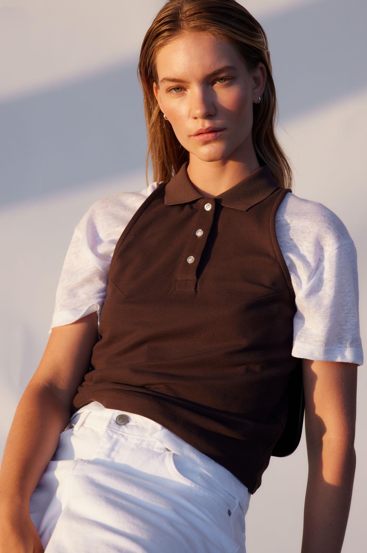 Oval Square Sunny Polo Top // Dark Oak
