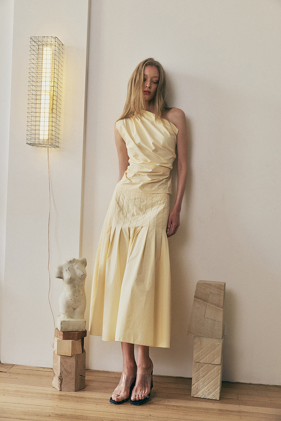 Muse Greta Pleat Skirt // Butter Yellow