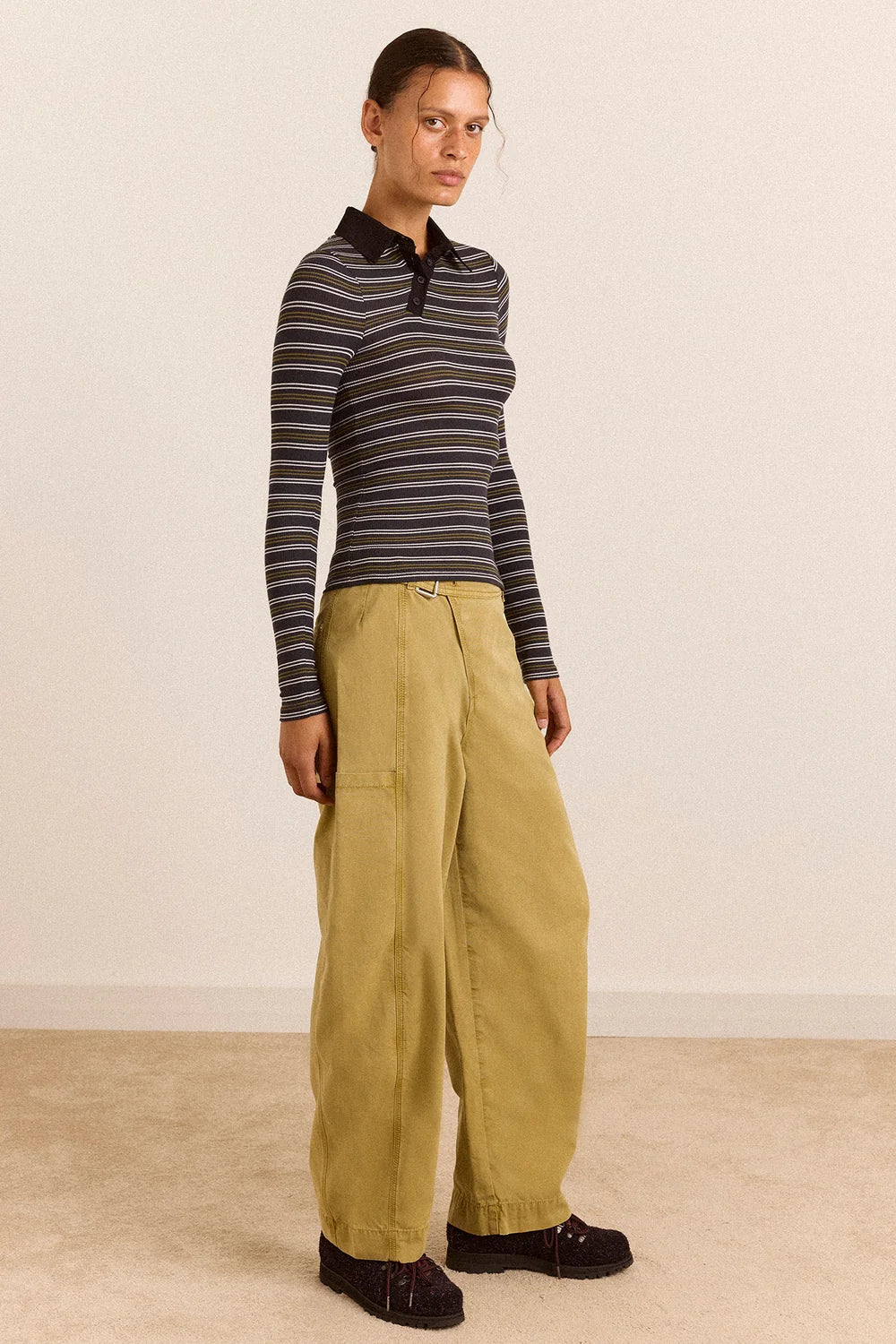 Damson Madder Peyton L/S Polo Jumper // Stripe