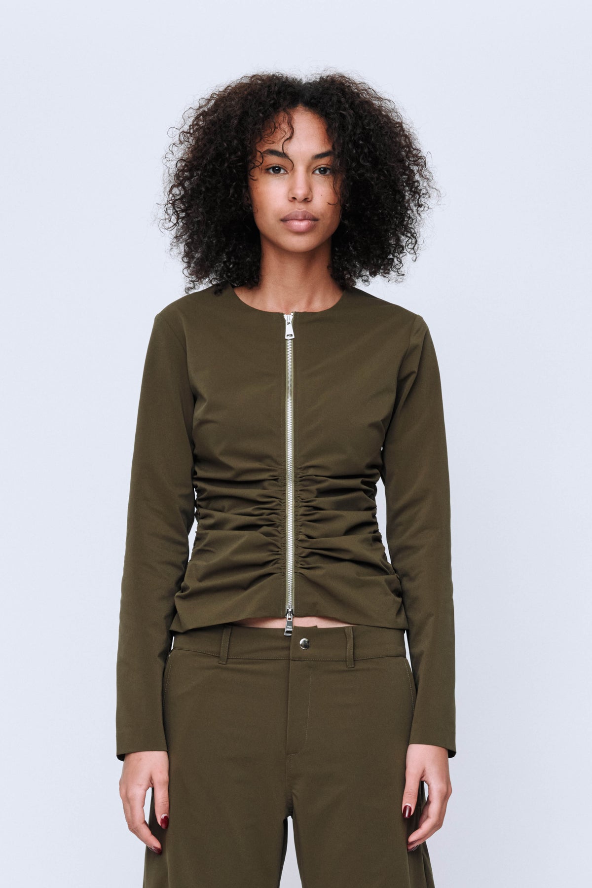 Wynn Hamlyn Zipper L/S Top // Khaki