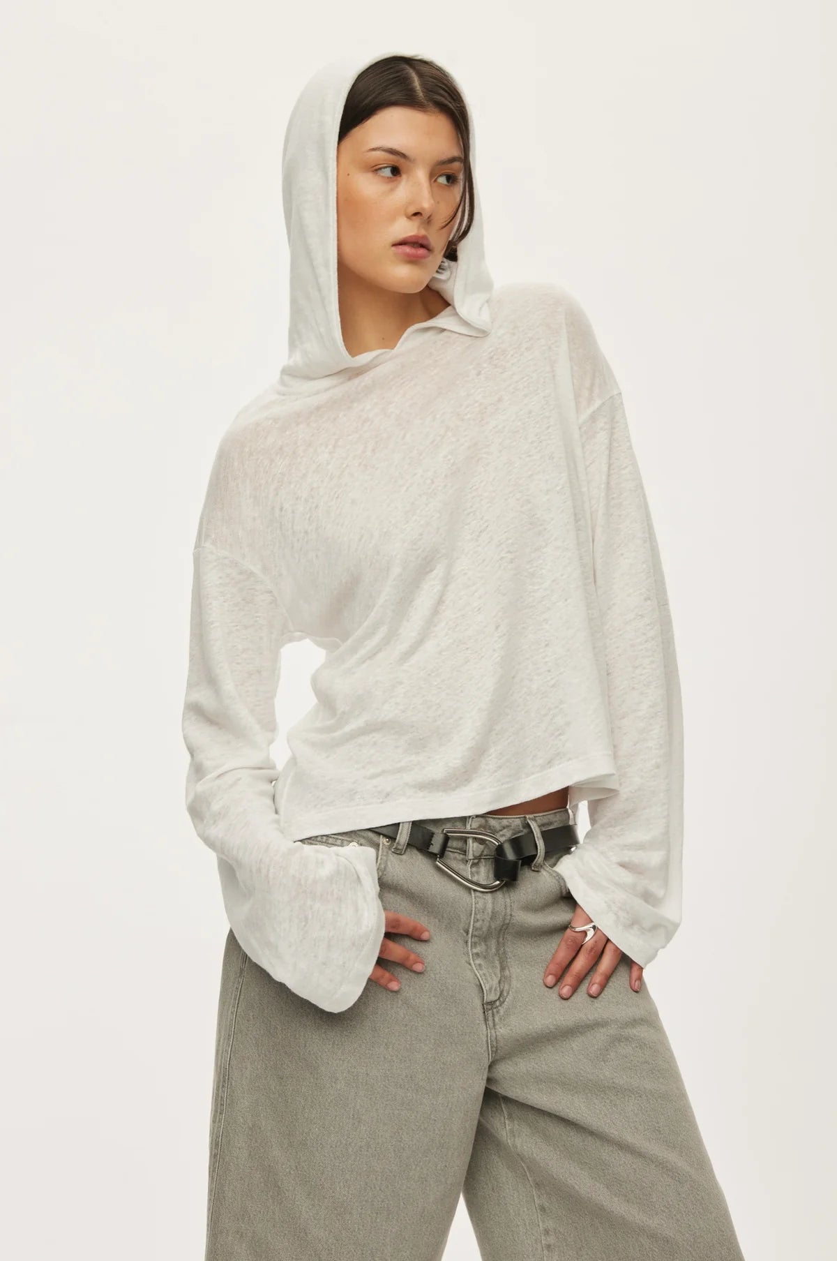 Oval Square Palma Hood L/S Tee // White