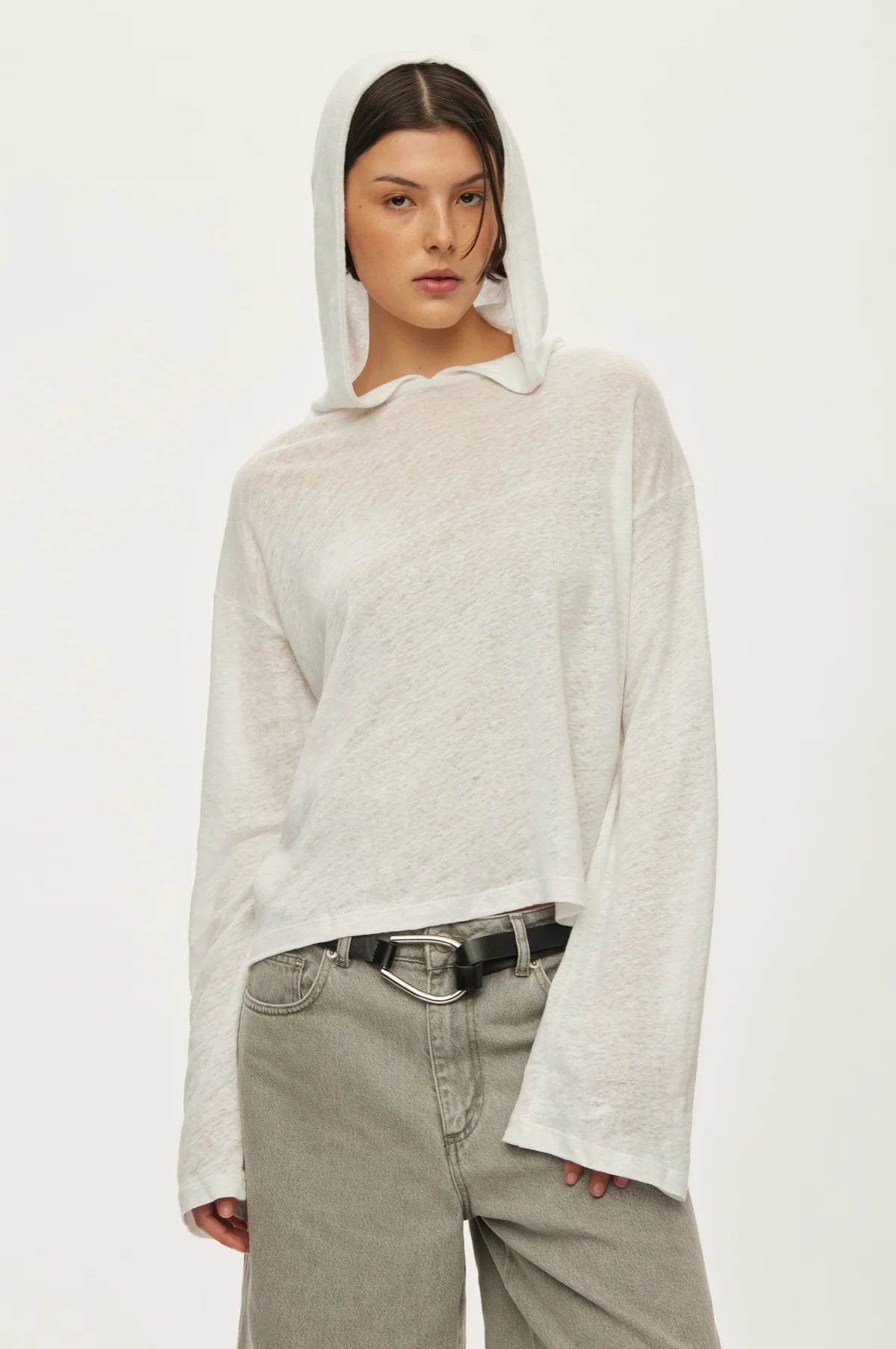 Oval Square Palma Hood L/S Tee // White