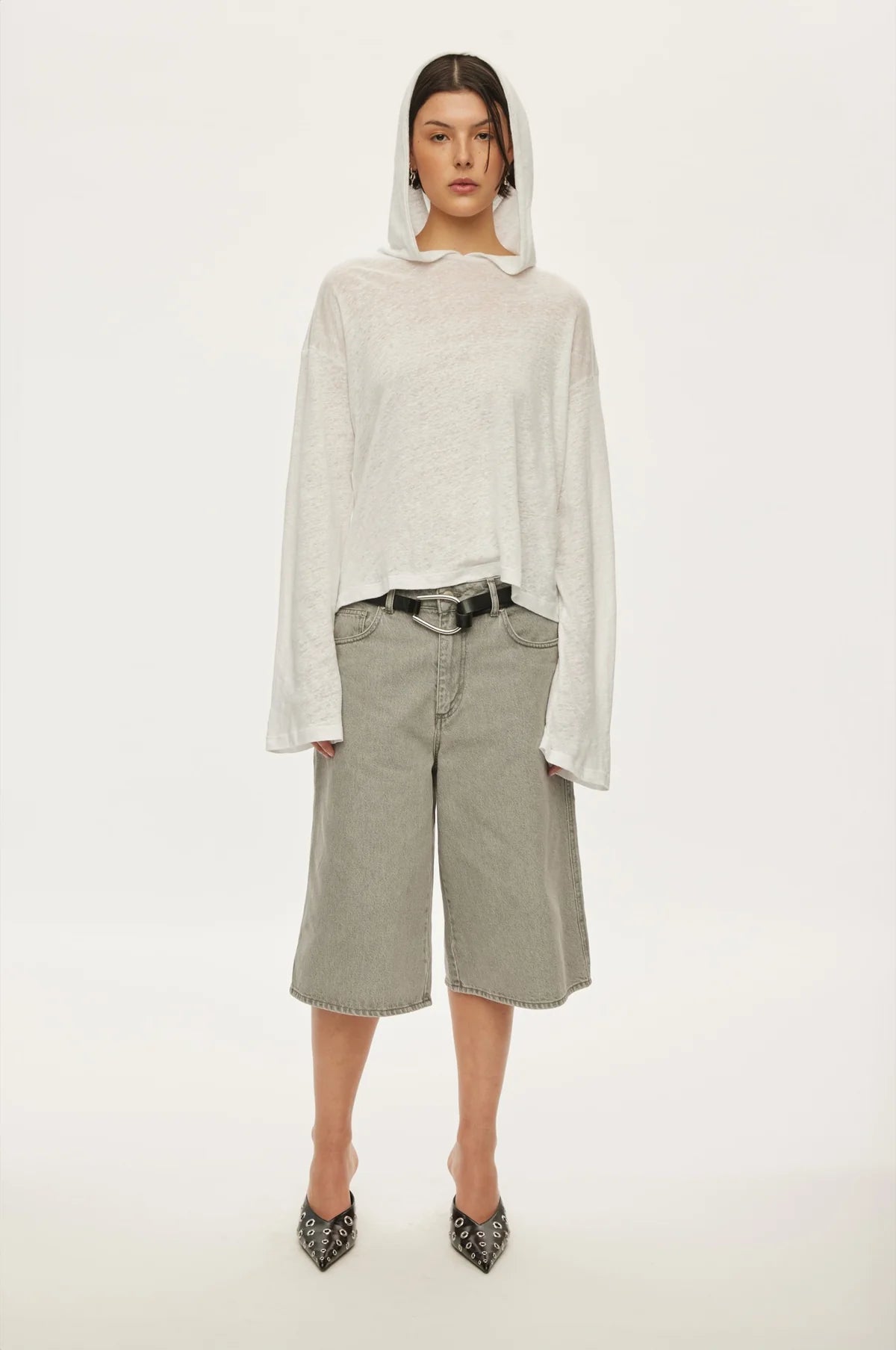 Oval Square Palma Hood L/S Tee // White