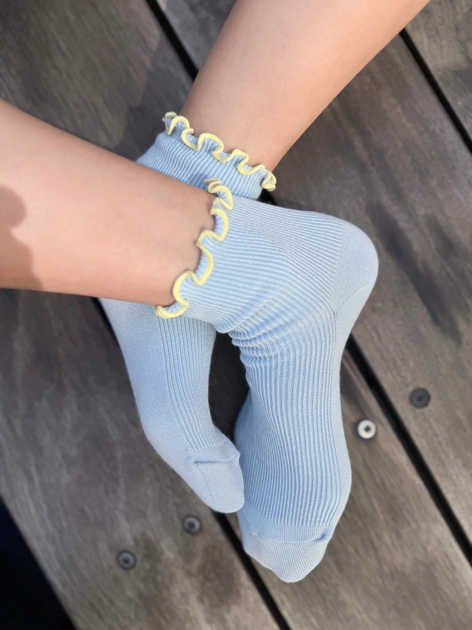 Le Bon Shoppe The Petite Ruffled Modal Socks // Baby Blue, Yellow