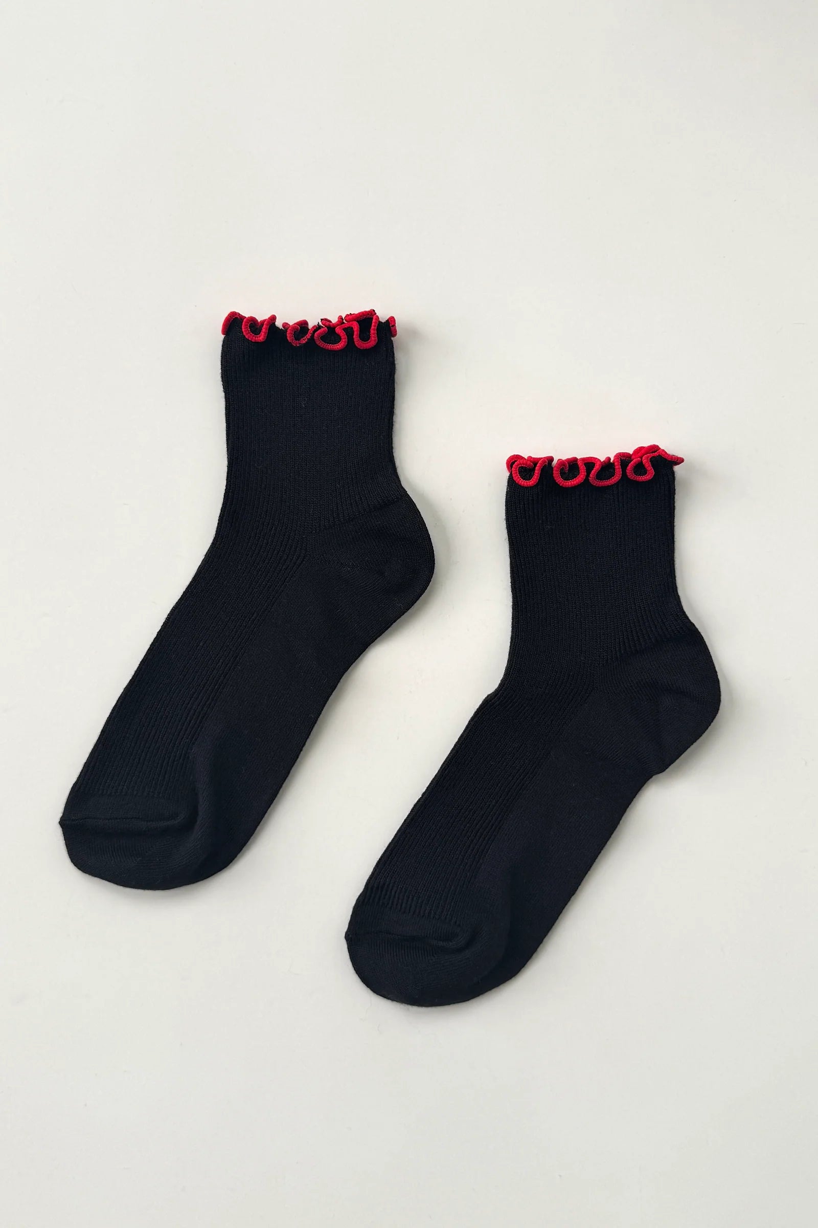 Le Bon Shoppe The Petite Ruffled Modal Socks // Black, Red