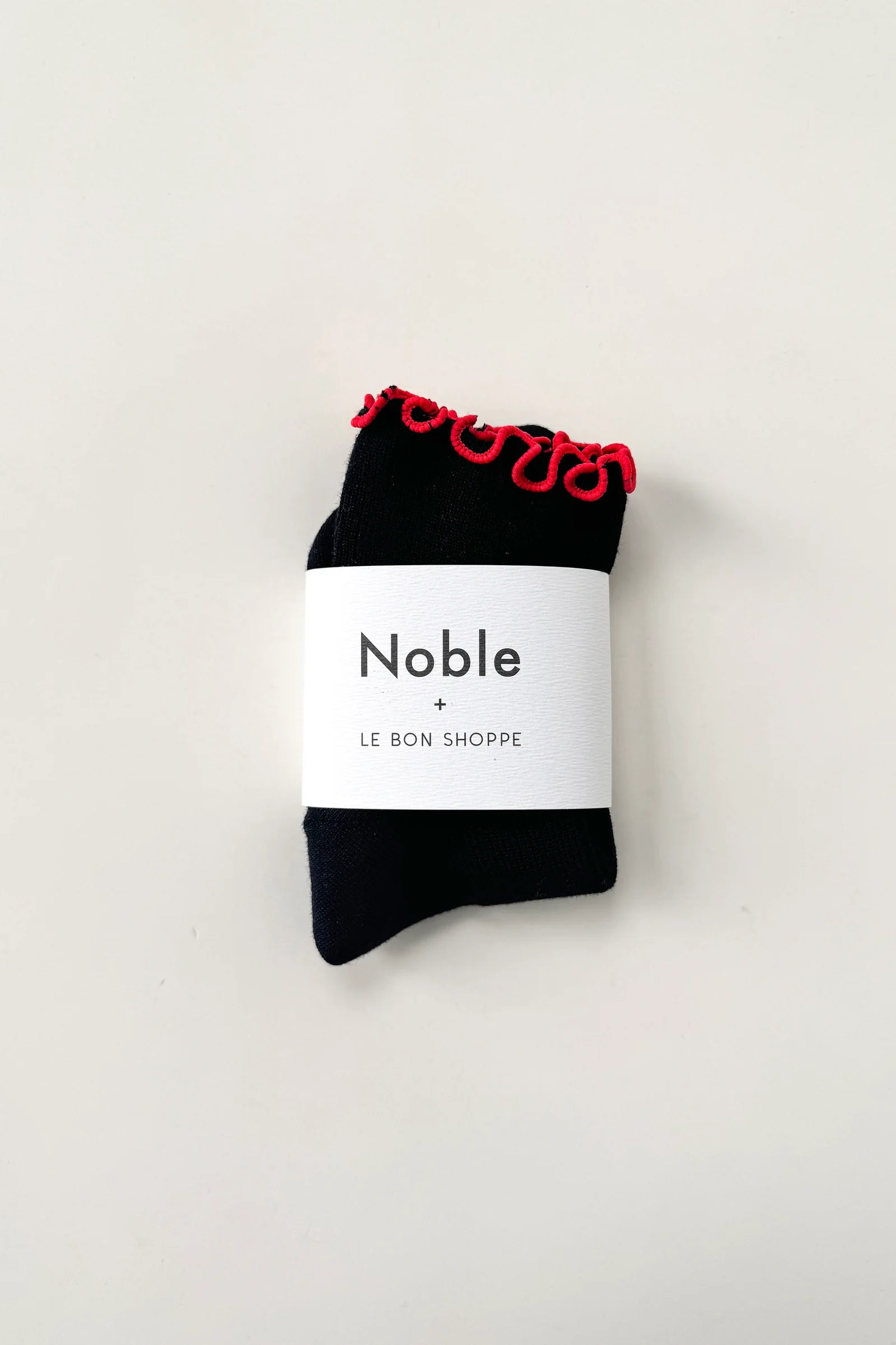 Le Bon Shoppe The Petite Ruffled Modal Socks // Black, Red