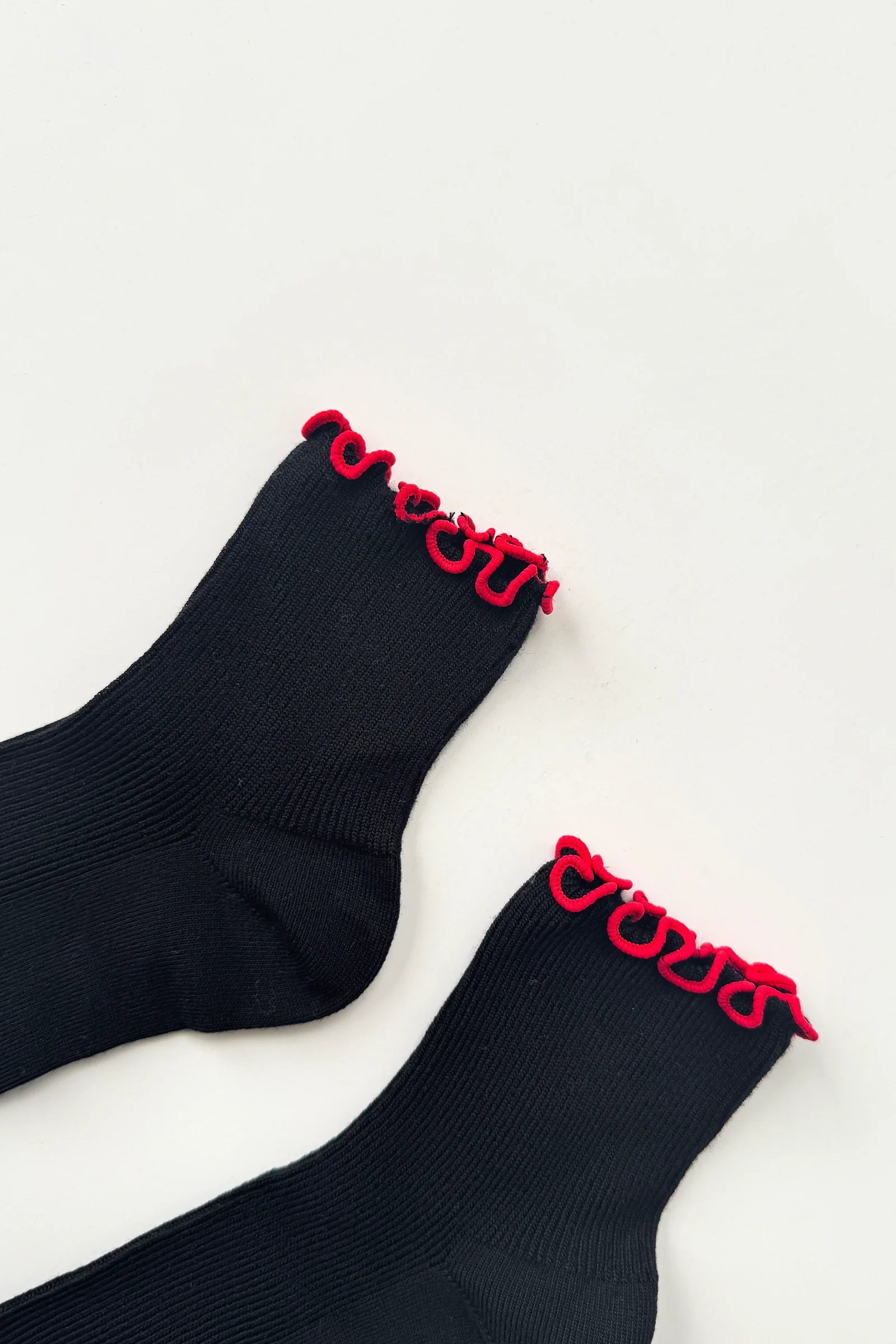 Le Bon Shoppe The Petite Ruffled Modal Socks // Black, Red