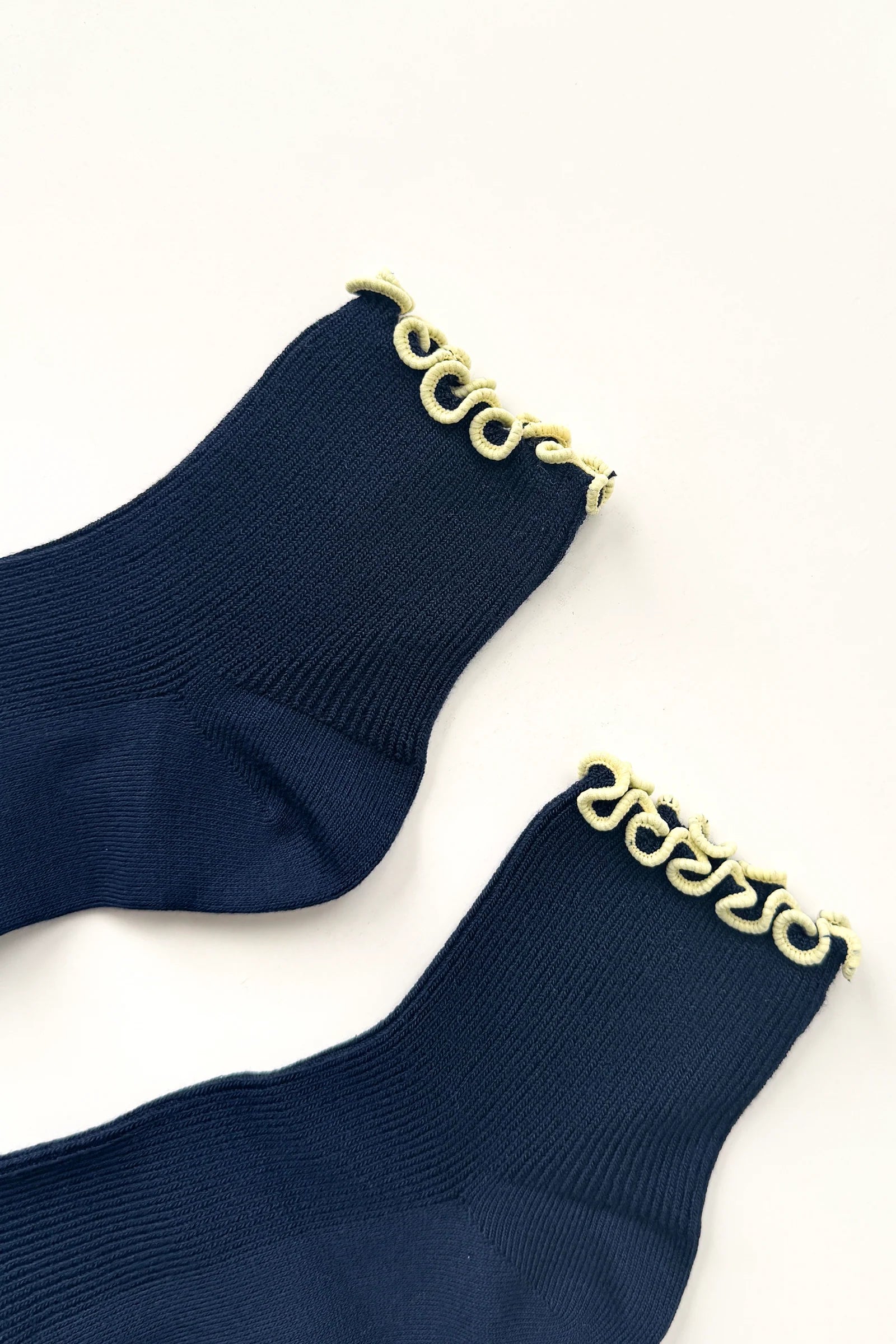 Le Bon Shoppe The Petite Ruffled Modal Socks // Navy, Butter
