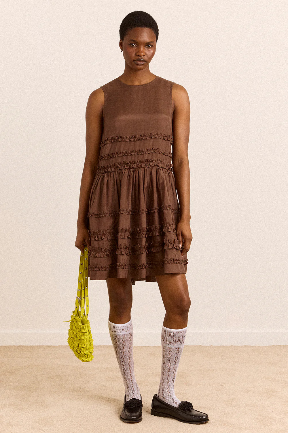 Damson Madder Reed Drop Waist Midi Dress // Chocolate