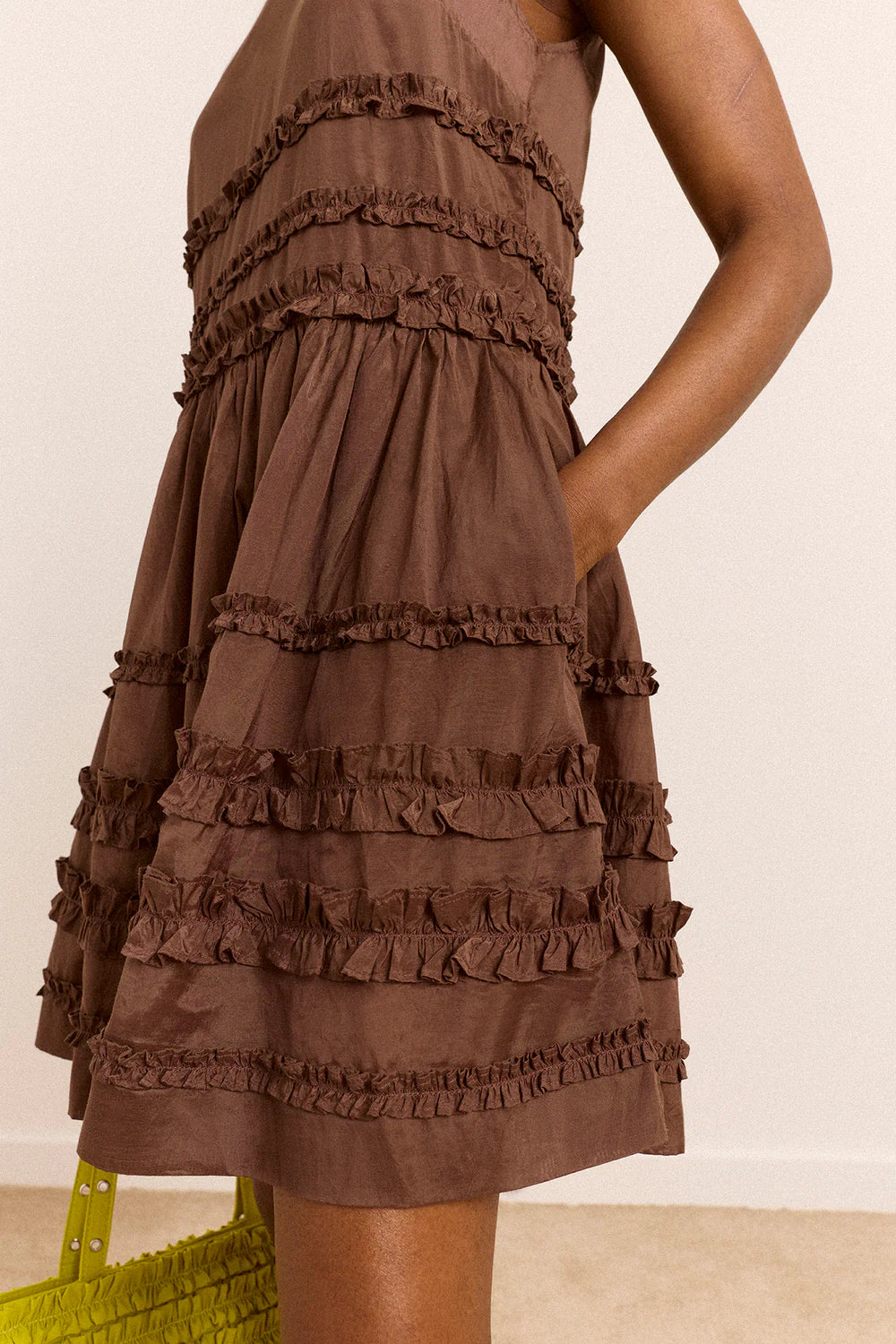 Damson Madder Reed Drop Waist Midi Dress // Chocolate