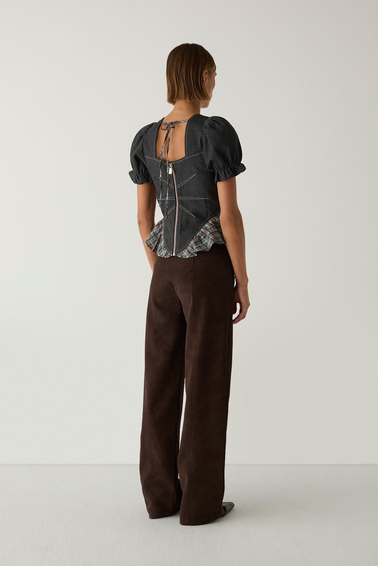 Laagam Regina Puff Sleeve Blouse // Grey