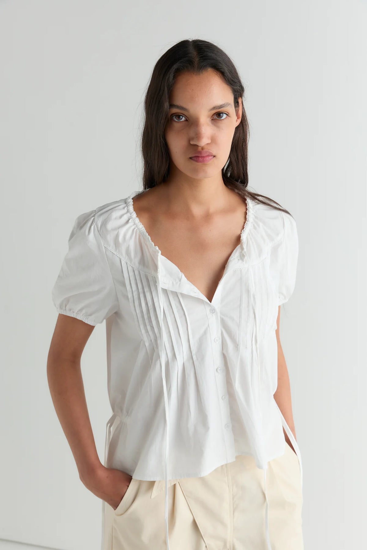Deiji Studios Blouse Top // White