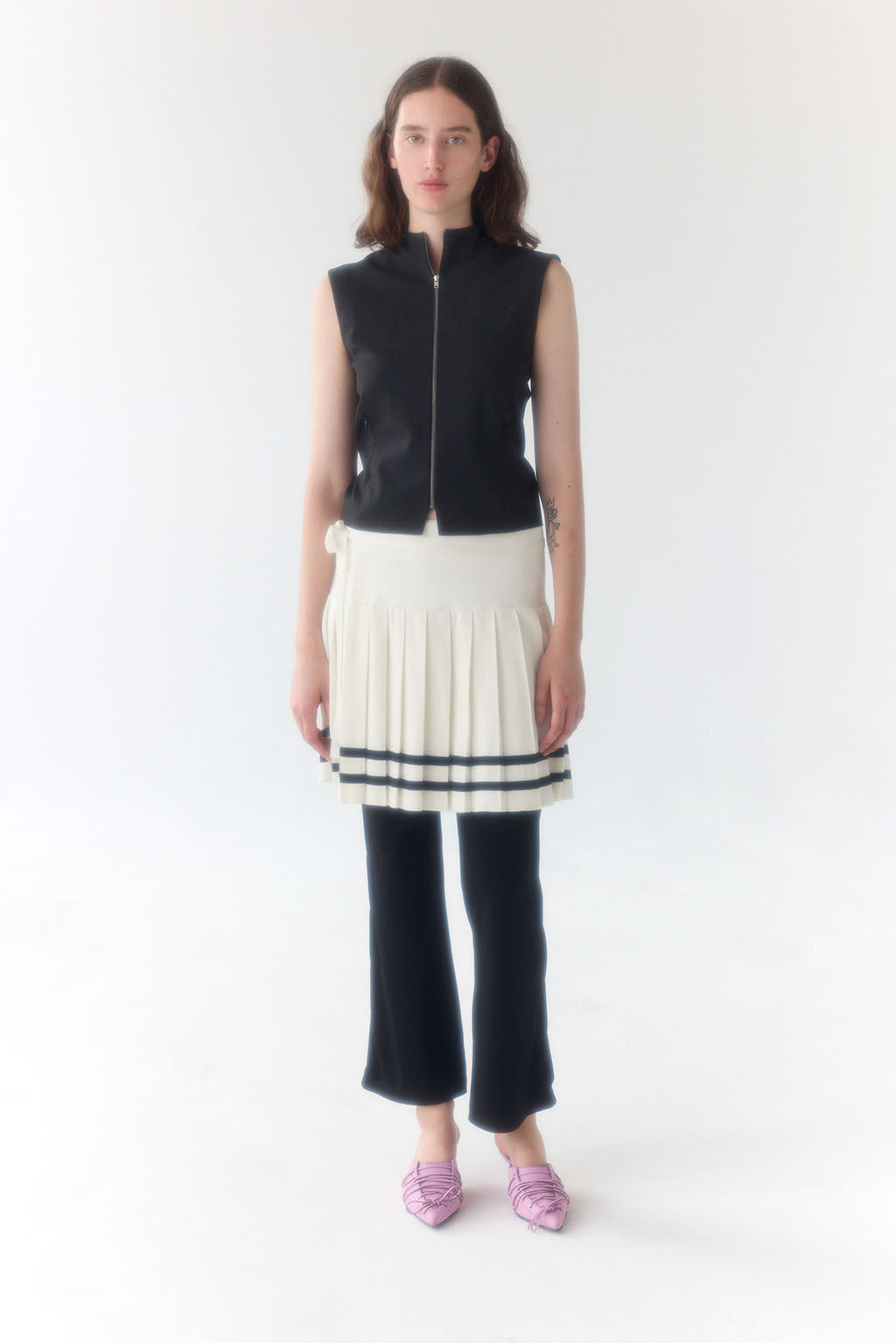 Muse Knit Pleat Skirt // White