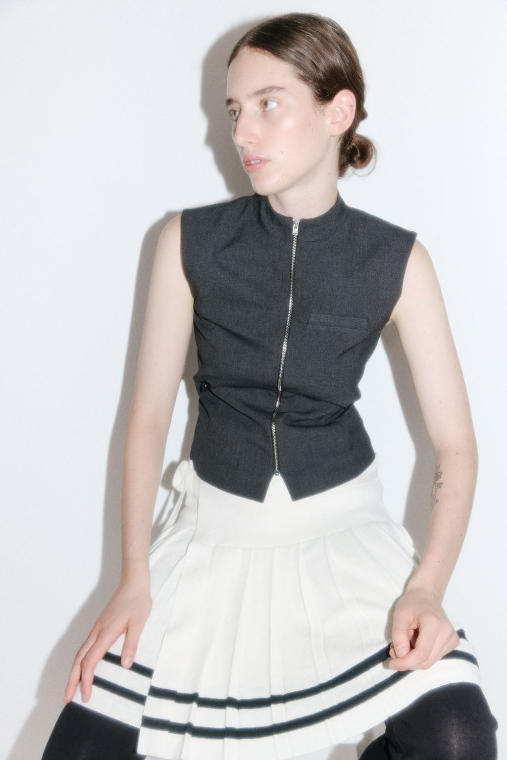 Muse Knit Pleat Skirt // White